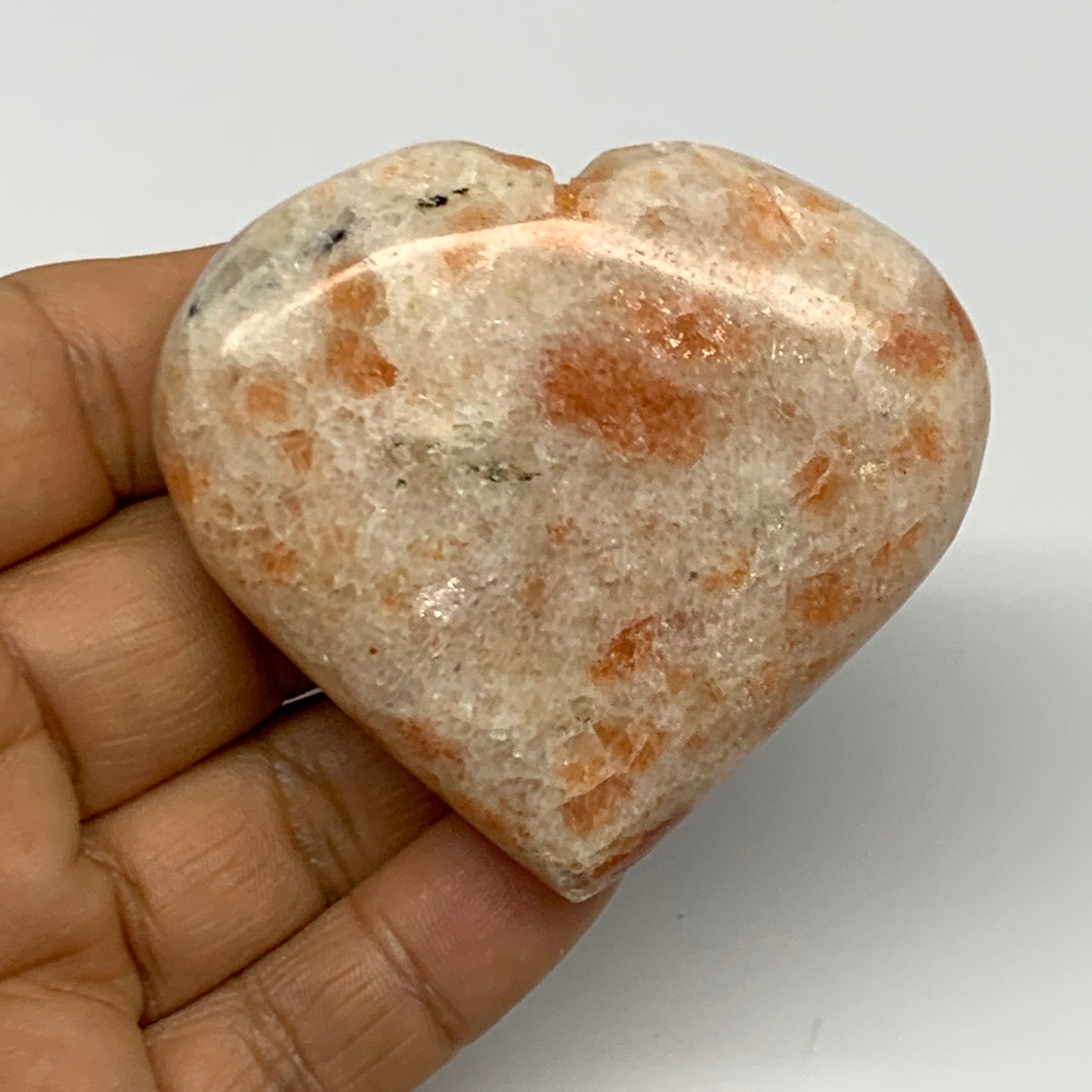 94.9g,2.2"x2.5"x0.7", Sunstone Heart Polished Healing Crystal @India, B28014