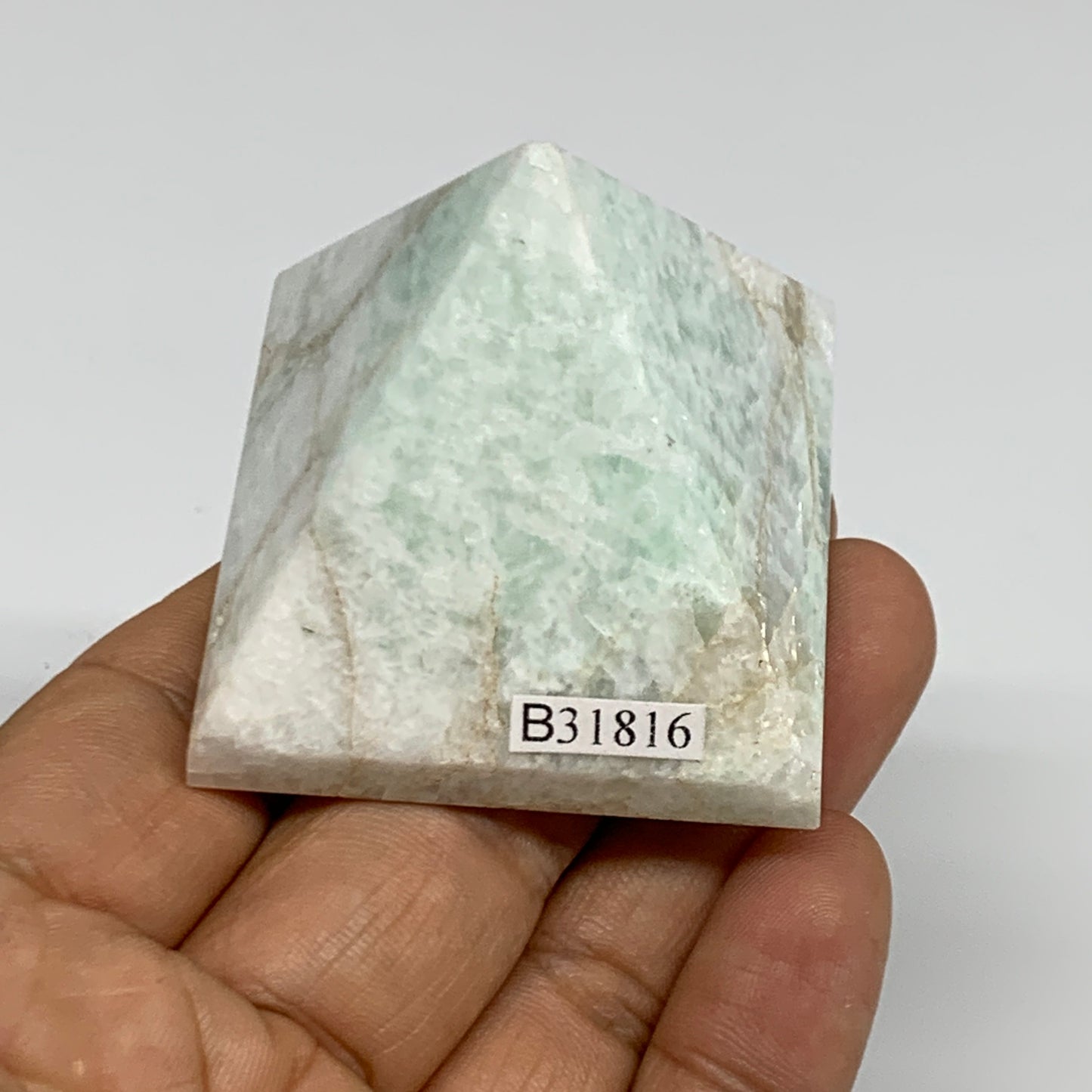 98.9g, 1.6"x1.8"x1.9", Amazonite Pyramid Gemstone, Decorative Stone, B31816