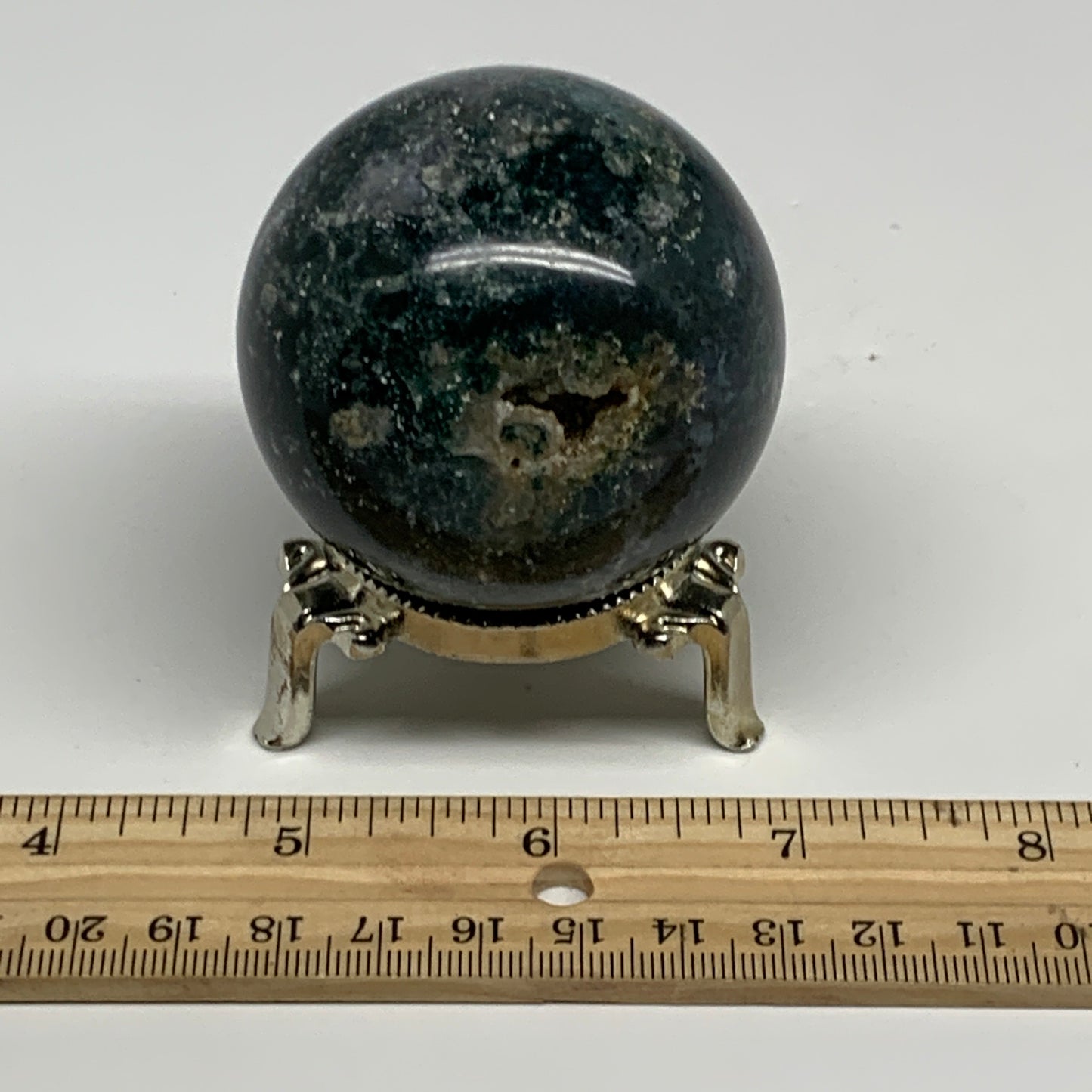 238.9g,2.2"(56mm), Natural Moss Agate Sphere Ball Gemstone @India,B29412