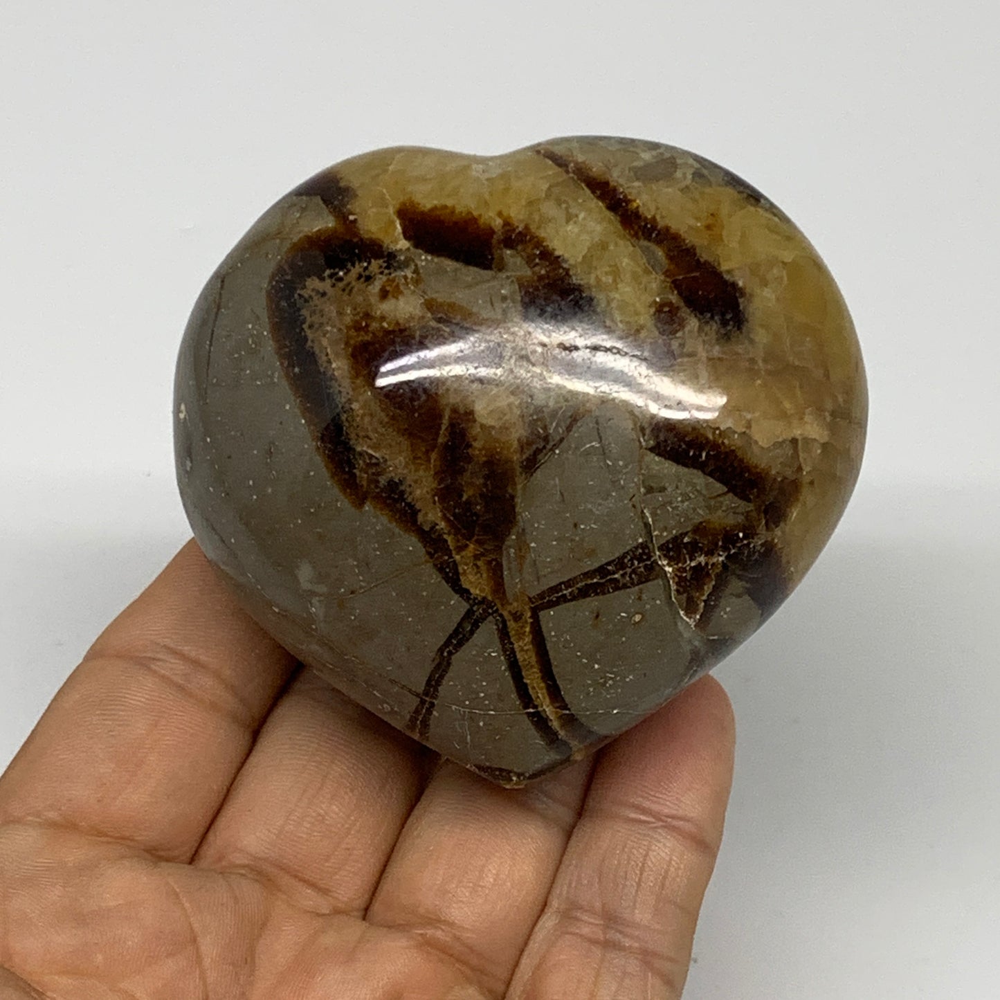 0.56 lbs, 2.6"x2.8"x1.6" Septarian Nodules Heart Polished Healing Crystal, B3101