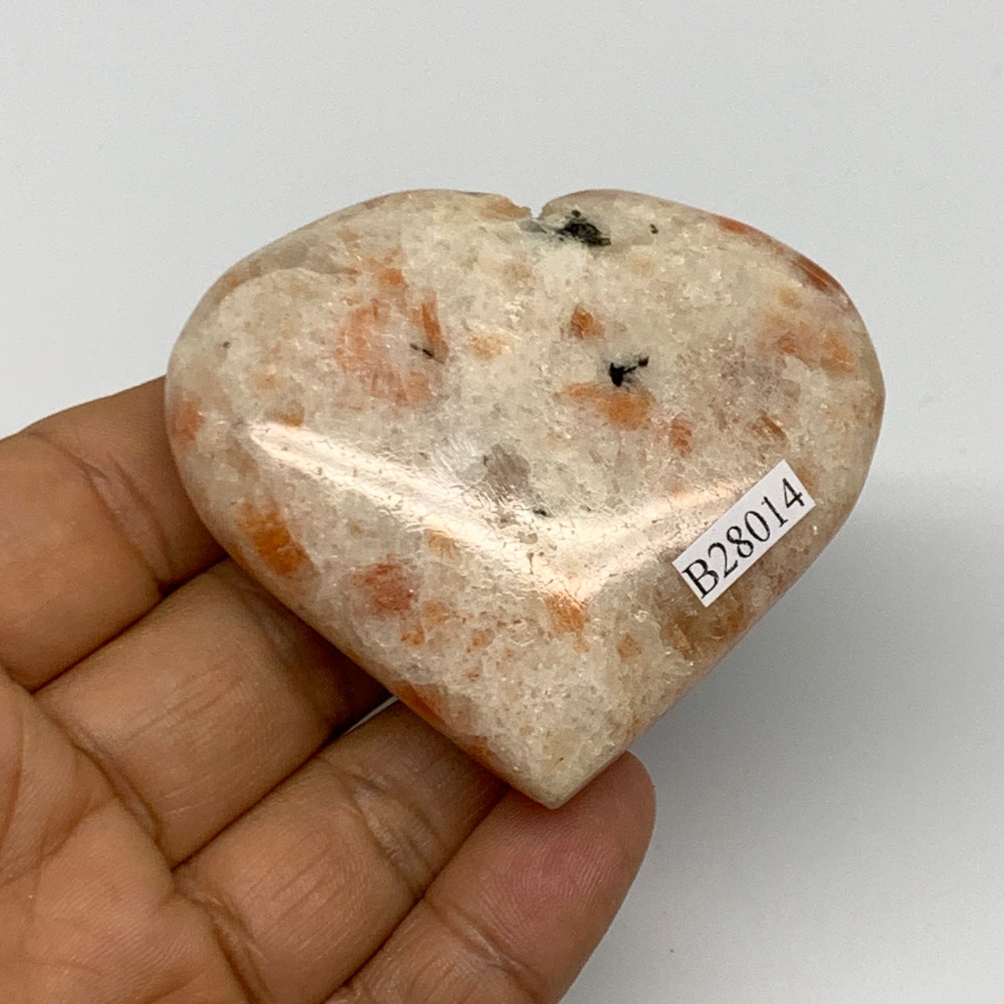 94.9g,2.2"x2.5"x0.7", Sunstone Heart Polished Healing Crystal @India, B28014
