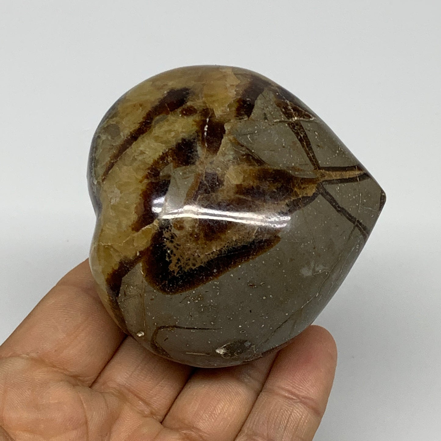 0.56 lbs, 2.6"x2.8"x1.6" Septarian Nodules Heart Polished Healing Crystal, B3101