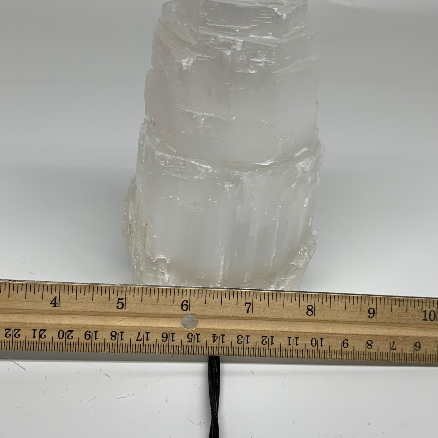 2.1 lbs, 6"x3.1", Raw Rough Selenite (Satin Spar) Lamp Tower, 6ft Chord, B35900