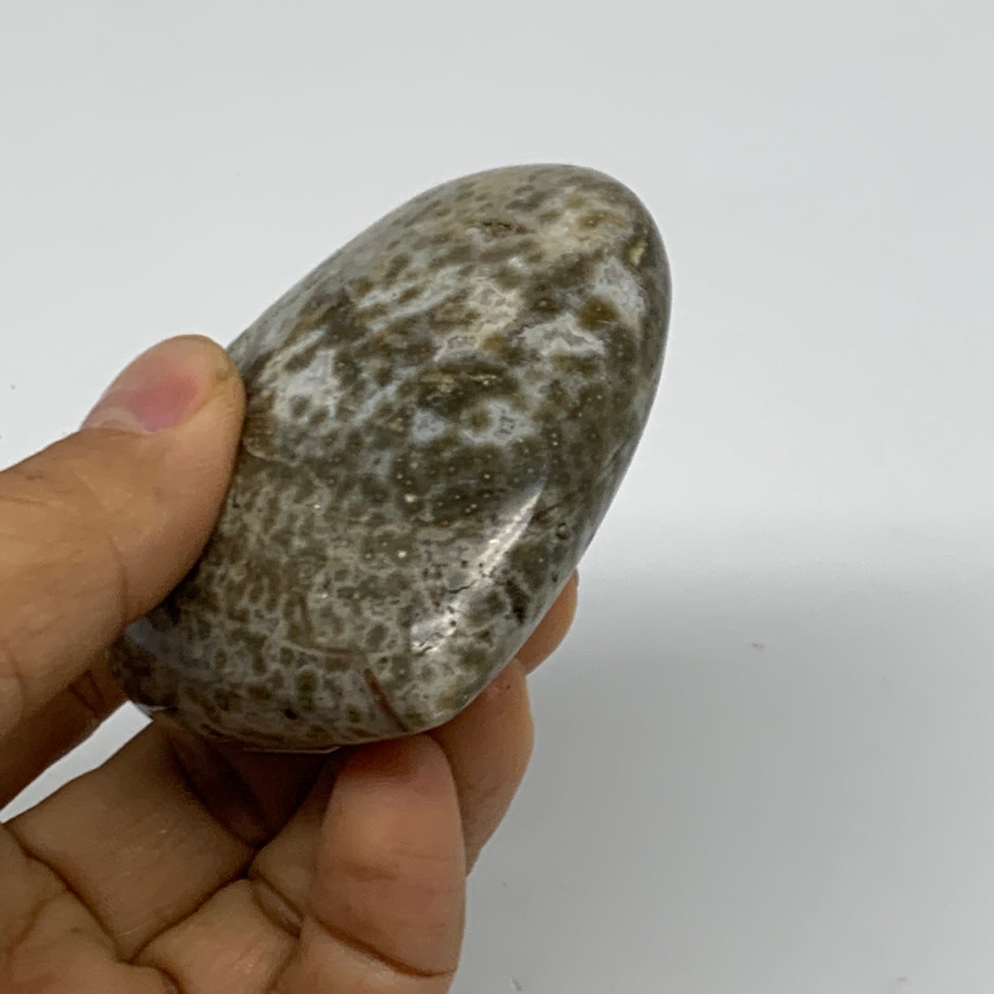 0.31 lbs, 2.6"x2.7"x1" Ocean Jasper Heart Polished Healing Crystal, B38347