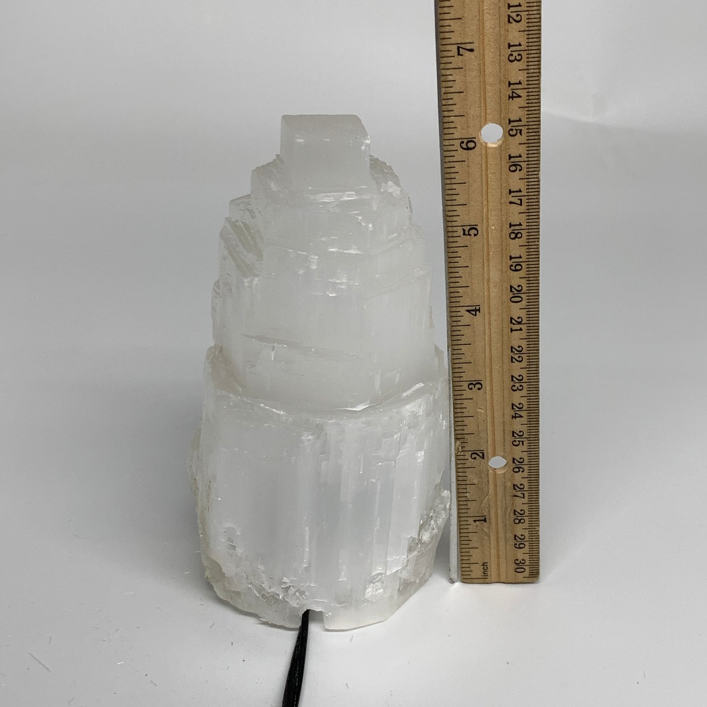 2.1 lbs, 6"x3.1", Raw Rough Selenite (Satin Spar) Lamp Tower, 6ft Chord, B35900