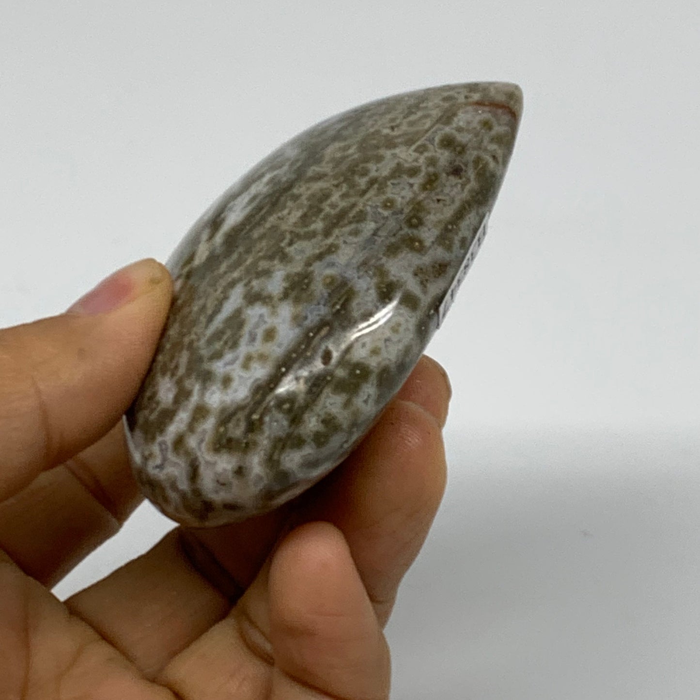 0.31 lbs, 2.6"x2.7"x1" Ocean Jasper Heart Polished Healing Crystal, B38347