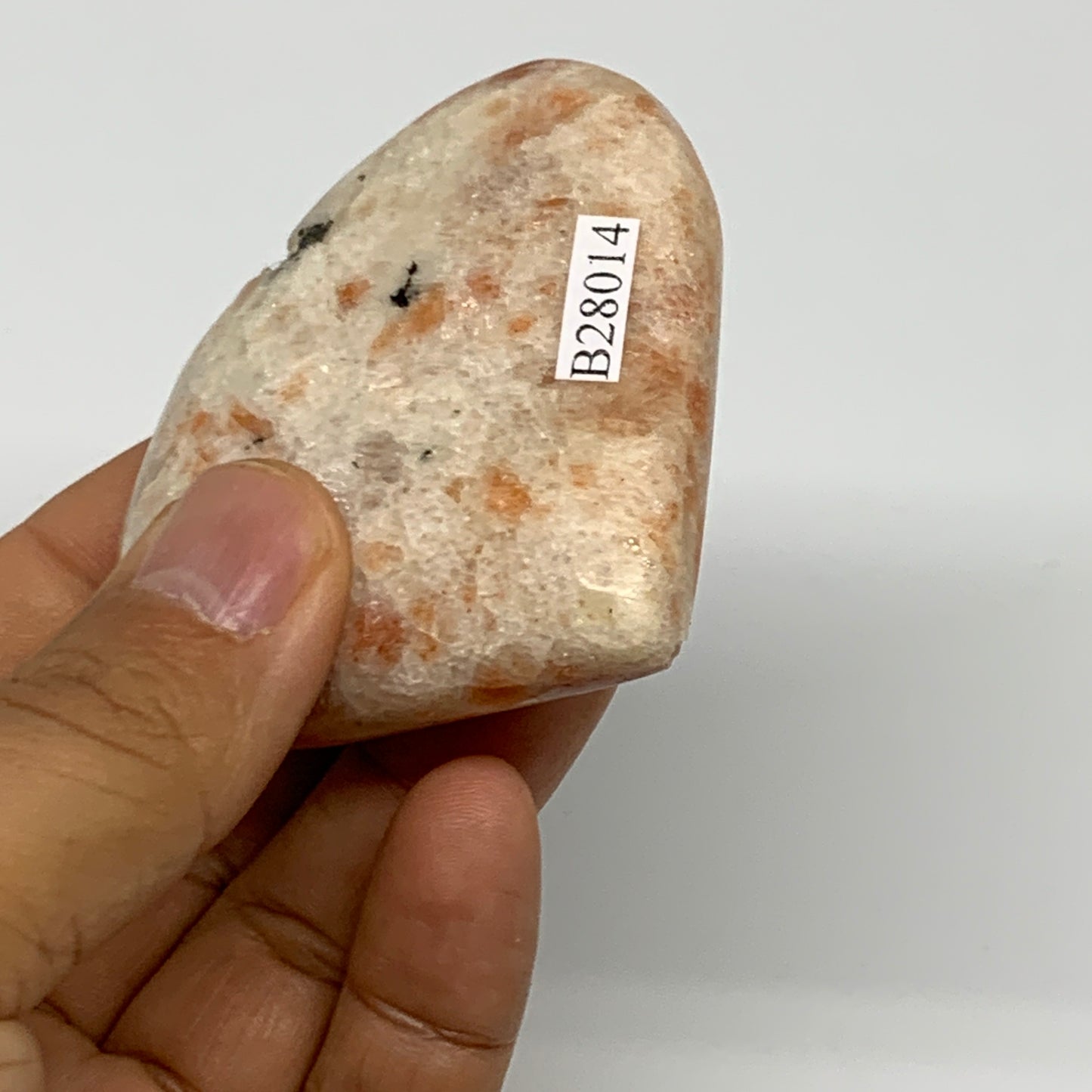 94.9g,2.2"x2.5"x0.7", Sunstone Heart Polished Healing Crystal @India, B28014