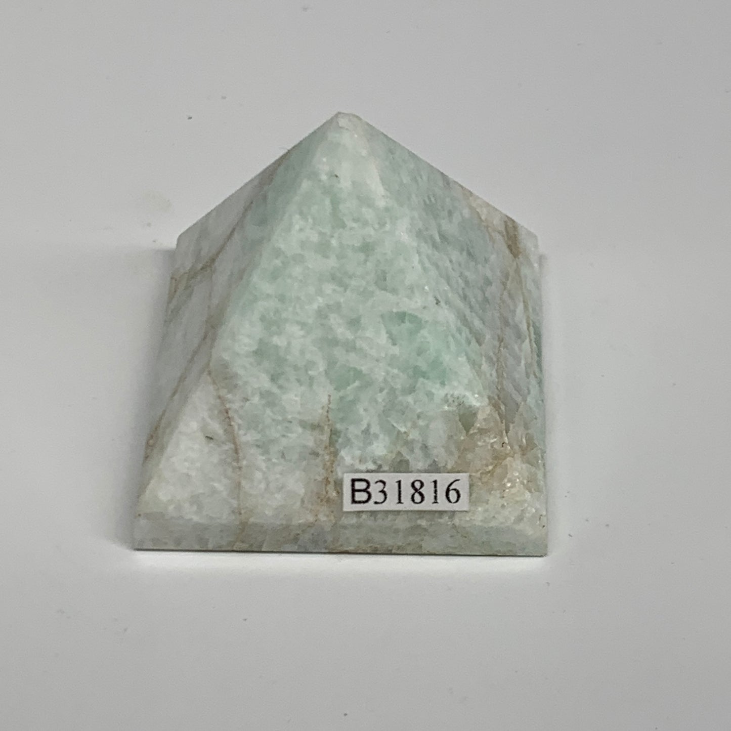 98.9g, 1.6"x1.8"x1.9", Amazonite Pyramid Gemstone, Decorative Stone, B31816