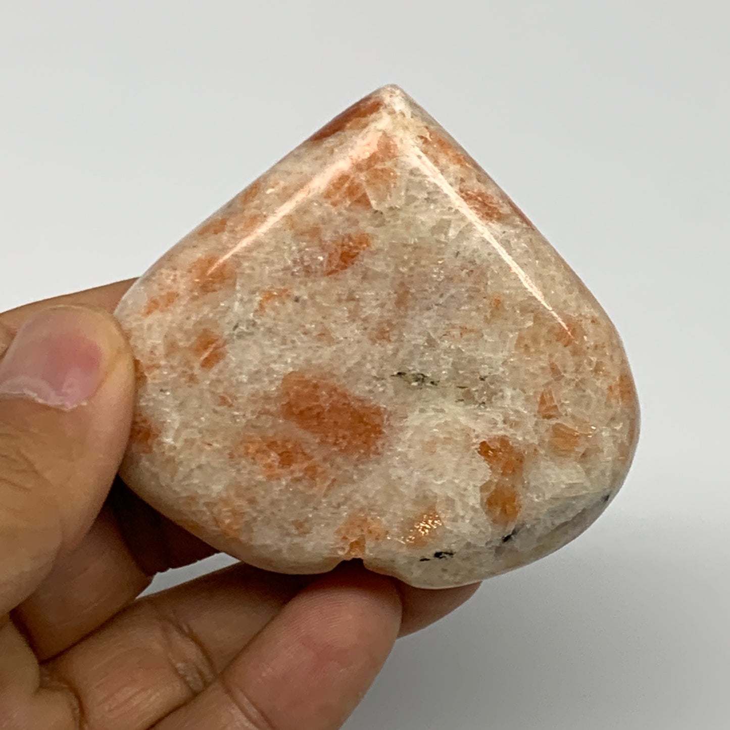 94.9g,2.2"x2.5"x0.7", Sunstone Heart Polished Healing Crystal @India, B28014