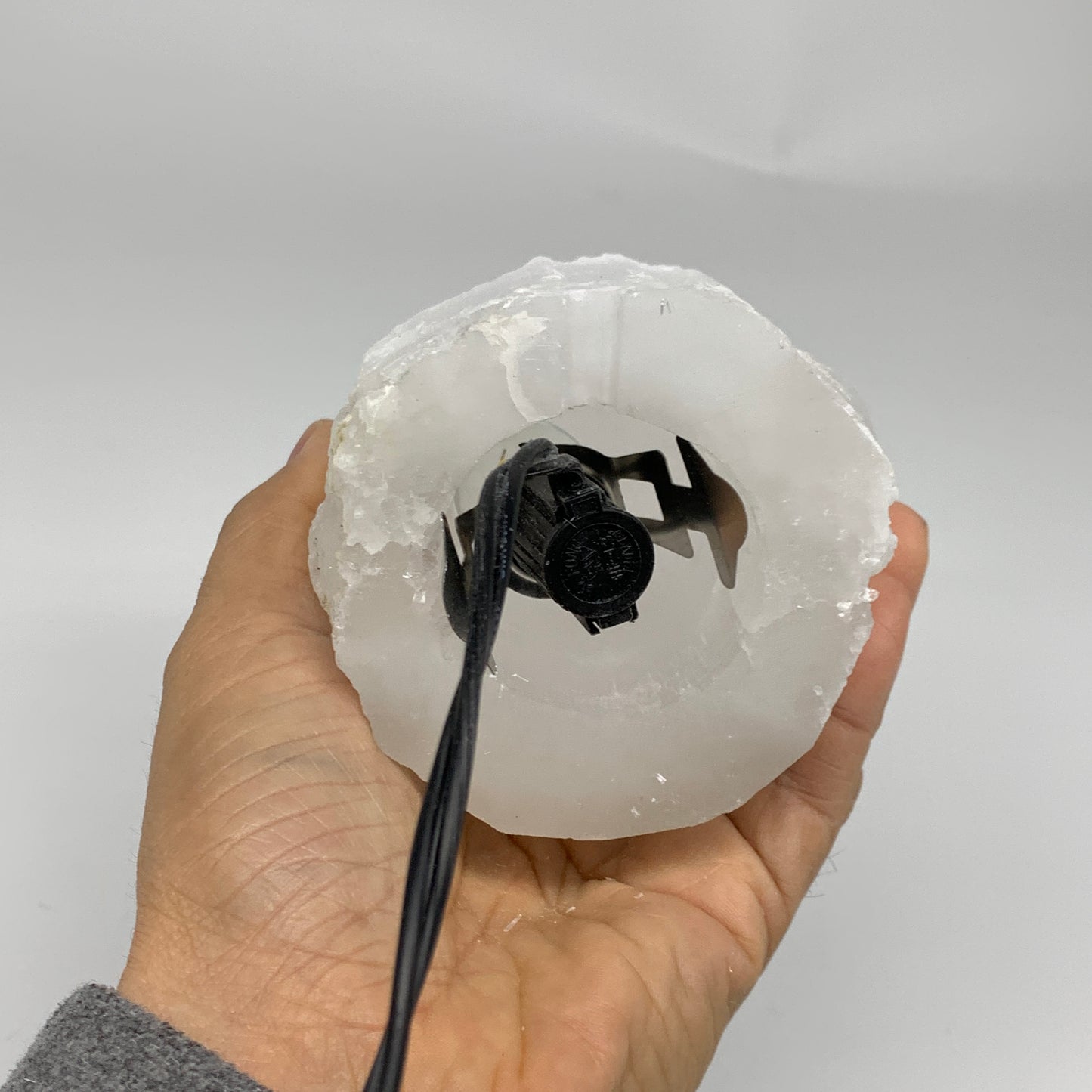 2.1 lbs, 6"x3.1", Raw Rough Selenite (Satin Spar) Lamp Tower, 6ft Chord, B35900