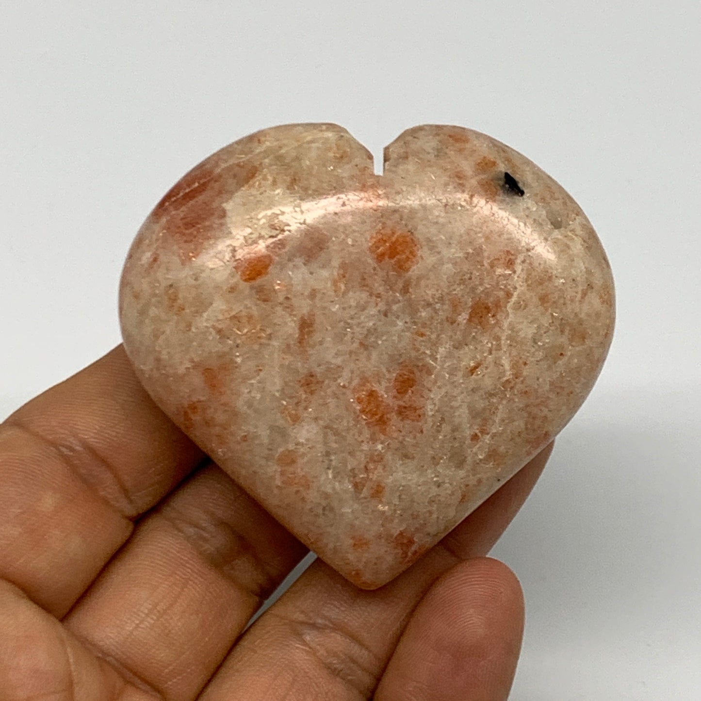 90.4g,2.1"x2.3"x0.8", Sunstone Heart Polished Healing Crystal @India, B28015