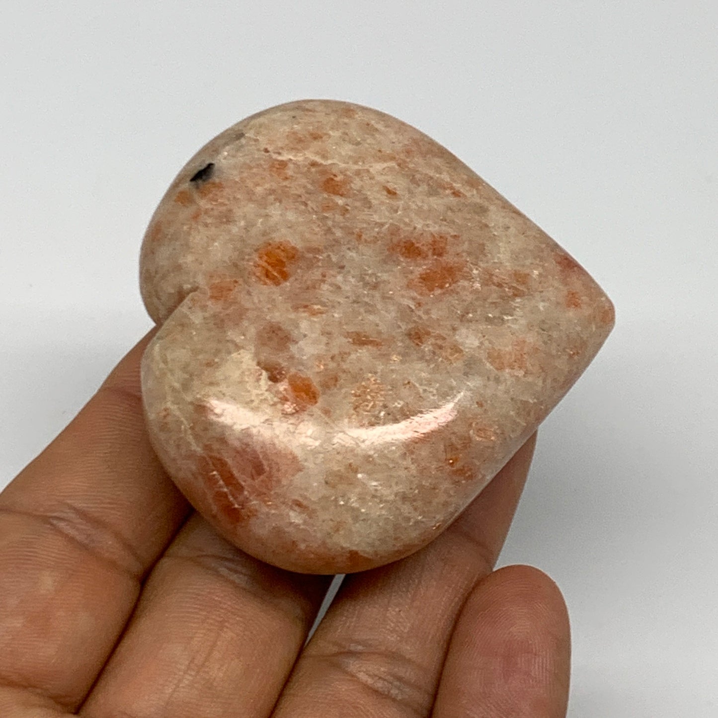 90.4g,2.1"x2.3"x0.8", Sunstone Heart Polished Healing Crystal @India, B28015