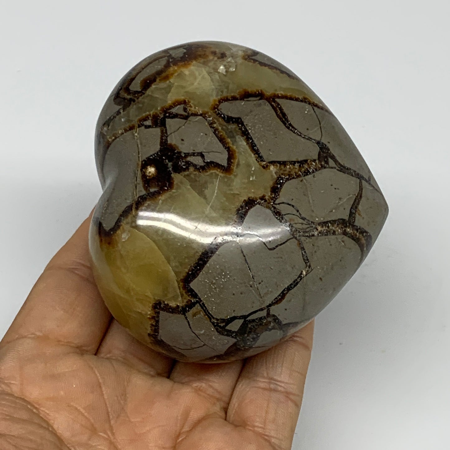 0.77 lbs, 2.8"x3.2"x1.6" Septarian Nodules Heart Polished Healing Crystal, B3101