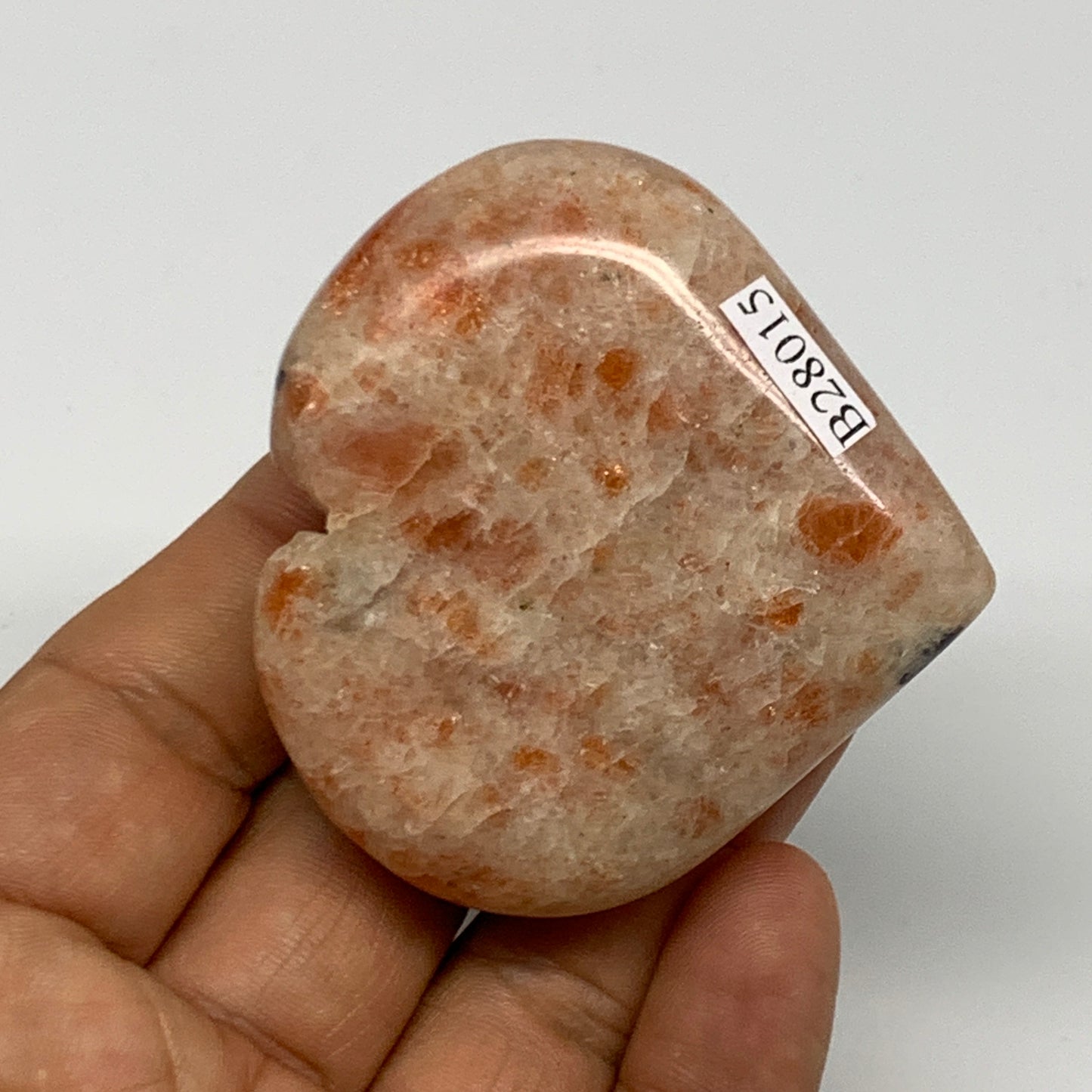 90.4g,2.1"x2.3"x0.8", Sunstone Heart Polished Healing Crystal @India, B28015
