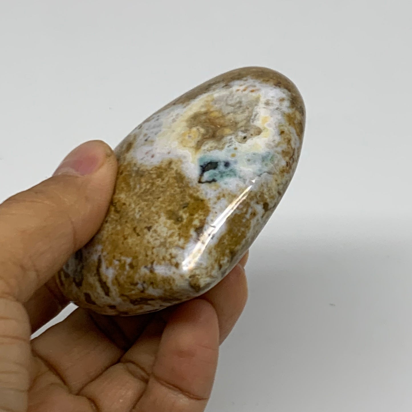 0.39 lbs, 2.6"x2.9"x1.2" Ocean Jasper Heart Polished Healing Crystal, B38348