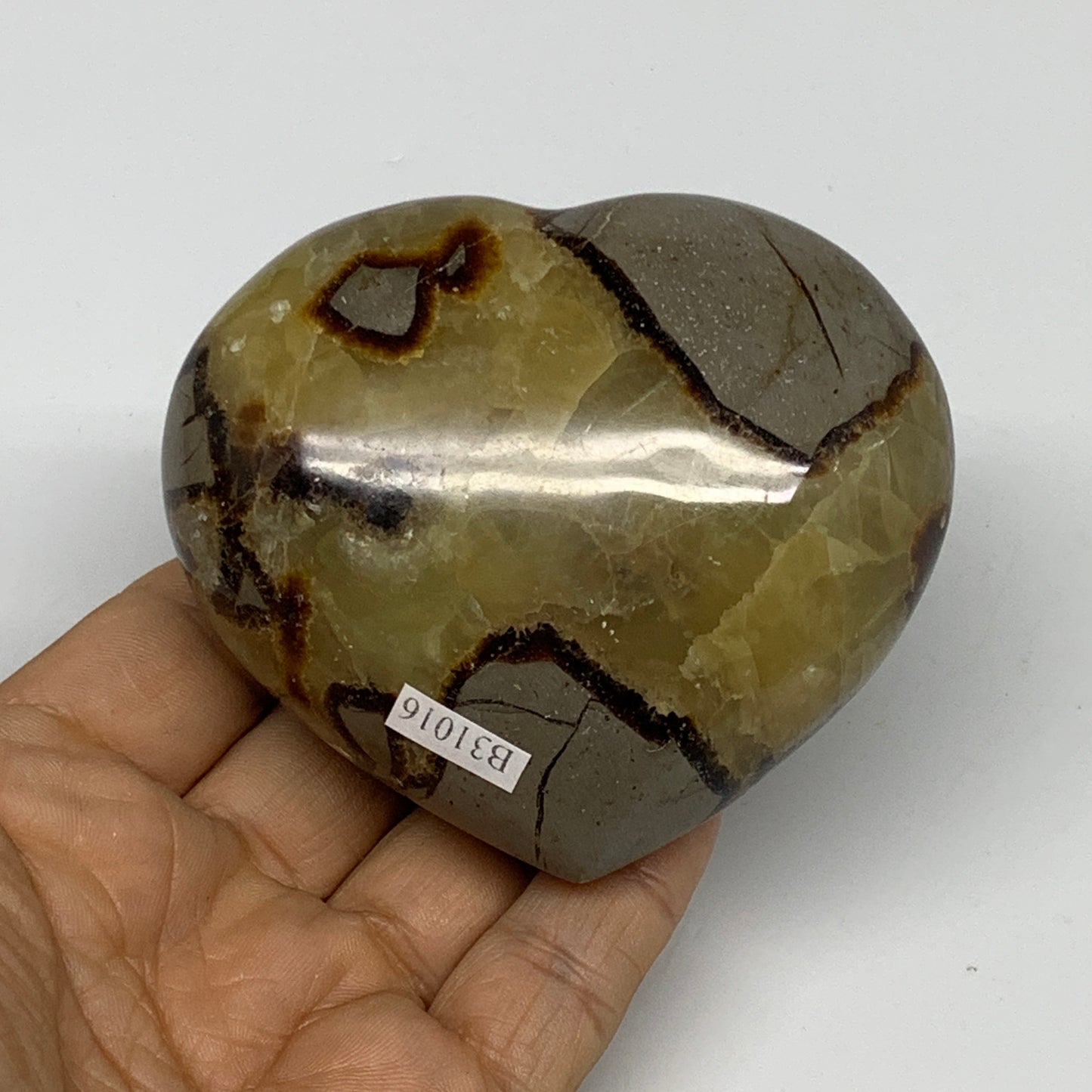 0.77 lbs, 2.8"x3.2"x1.6" Septarian Nodules Heart Polished Healing Crystal, B3101