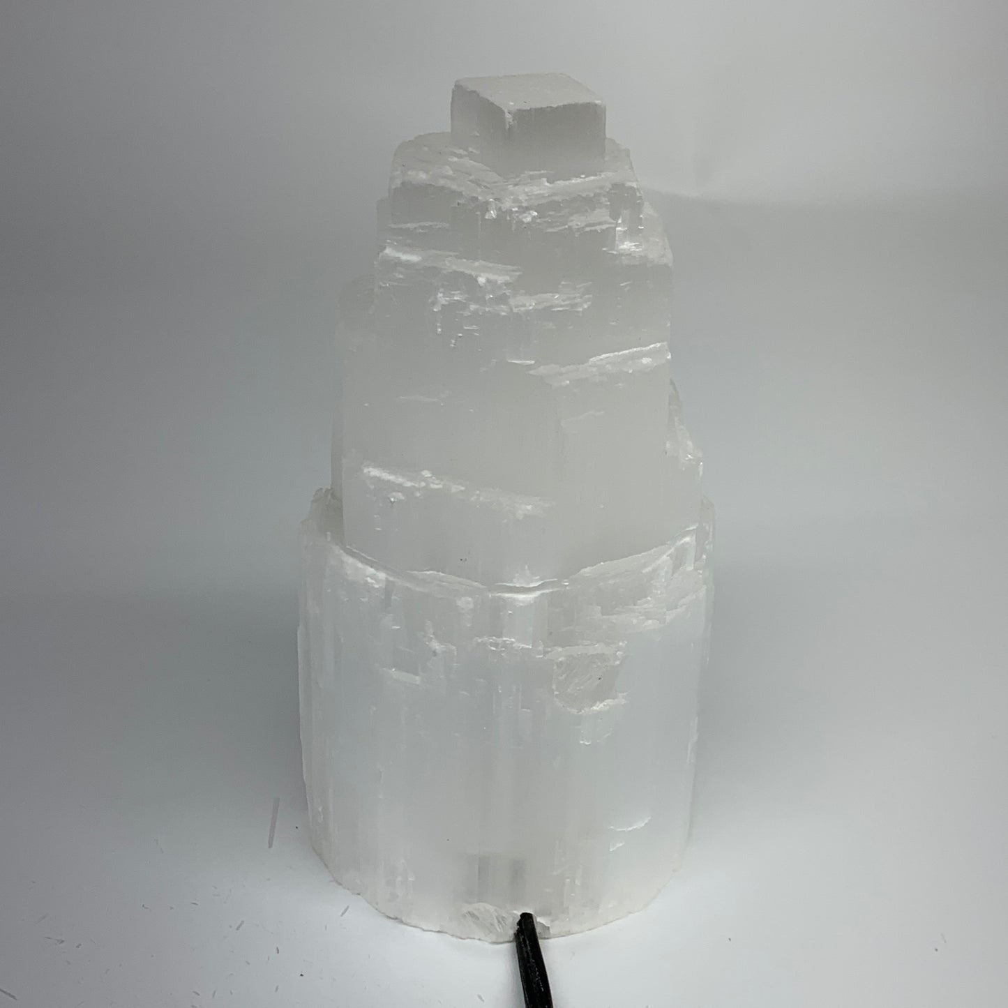 2.1 lbs, 6"x3.1", Raw Rough Selenite (Satin Spar) Lamp Tower, 6ft Chord, B35901