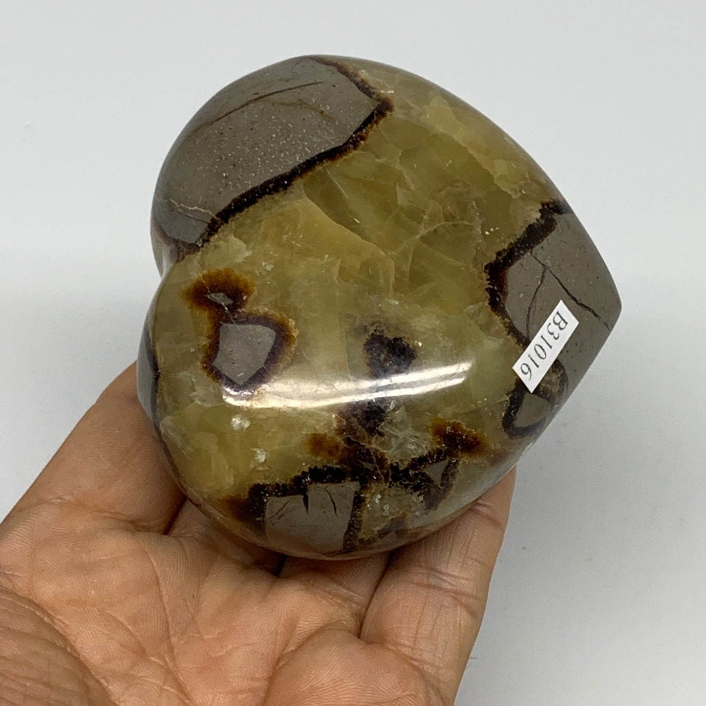 0.77 lbs, 2.8"x3.2"x1.6" Septarian Nodules Heart Polished Healing Crystal, B3101
