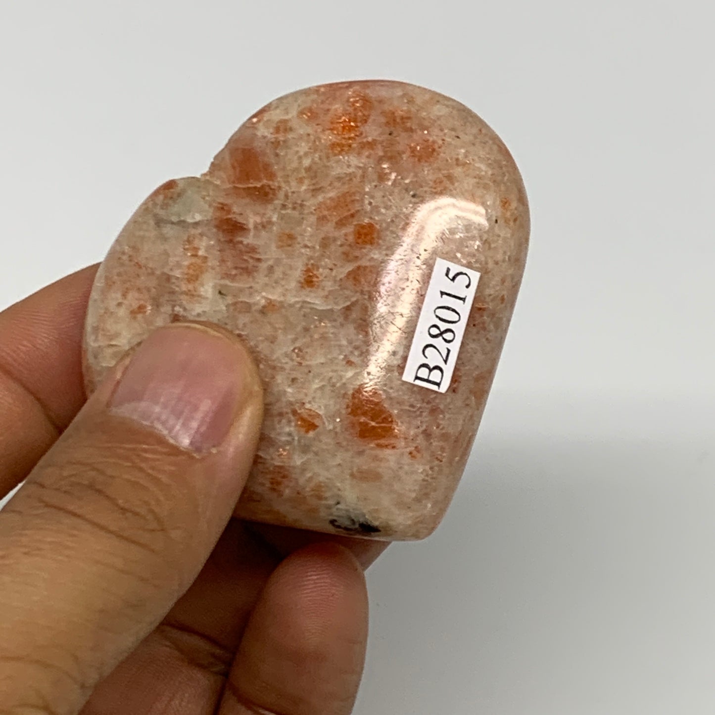 90.4g,2.1"x2.3"x0.8", Sunstone Heart Polished Healing Crystal @India, B28015