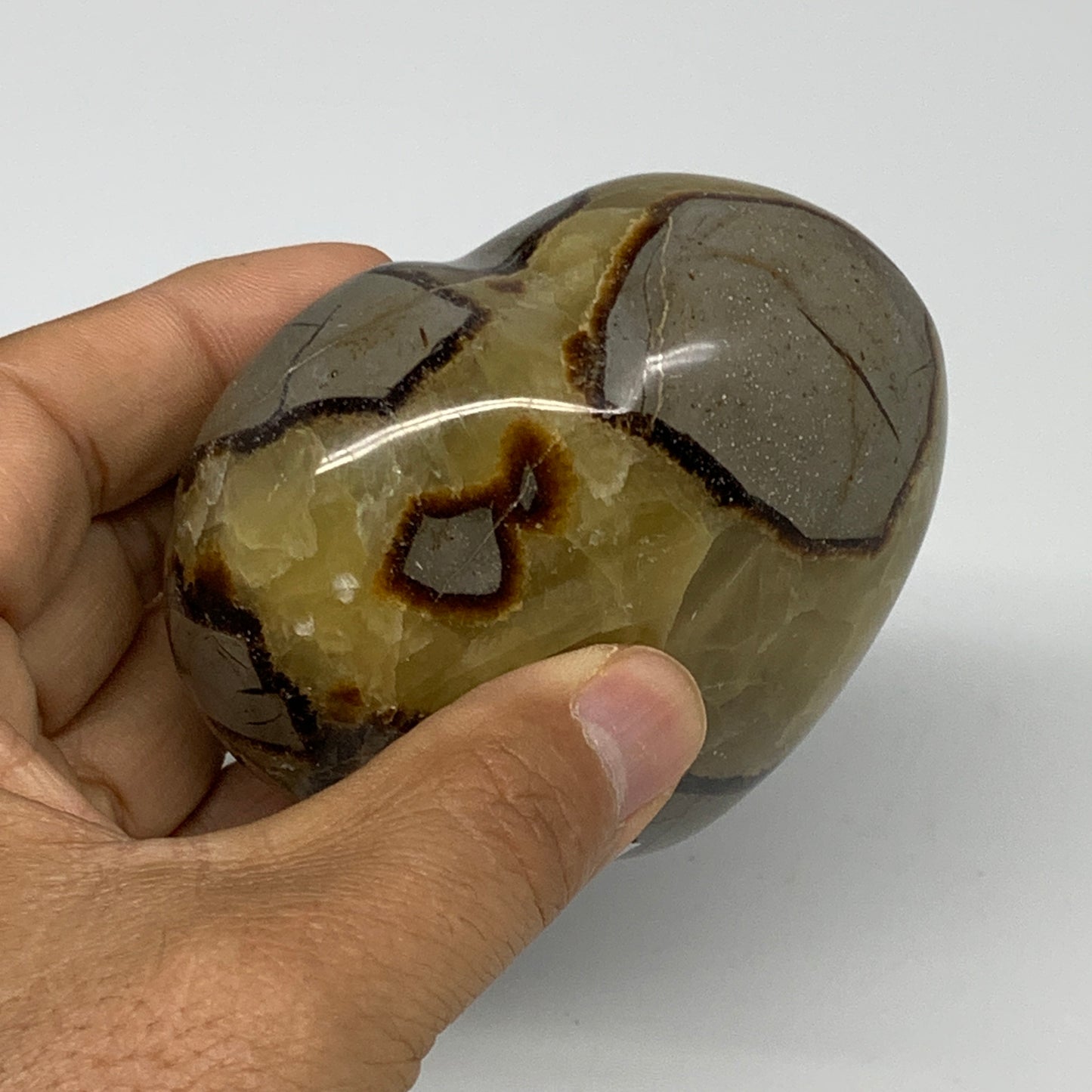 0.77 lbs, 2.8"x3.2"x1.6" Septarian Nodules Heart Polished Healing Crystal, B3101