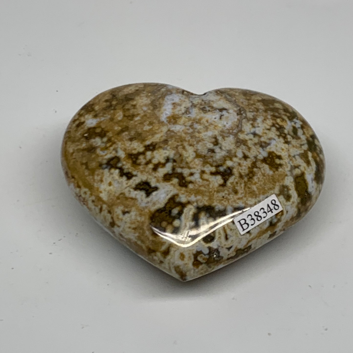 0.39 lbs, 2.6"x2.9"x1.2" Ocean Jasper Heart Polished Healing Crystal, B38348
