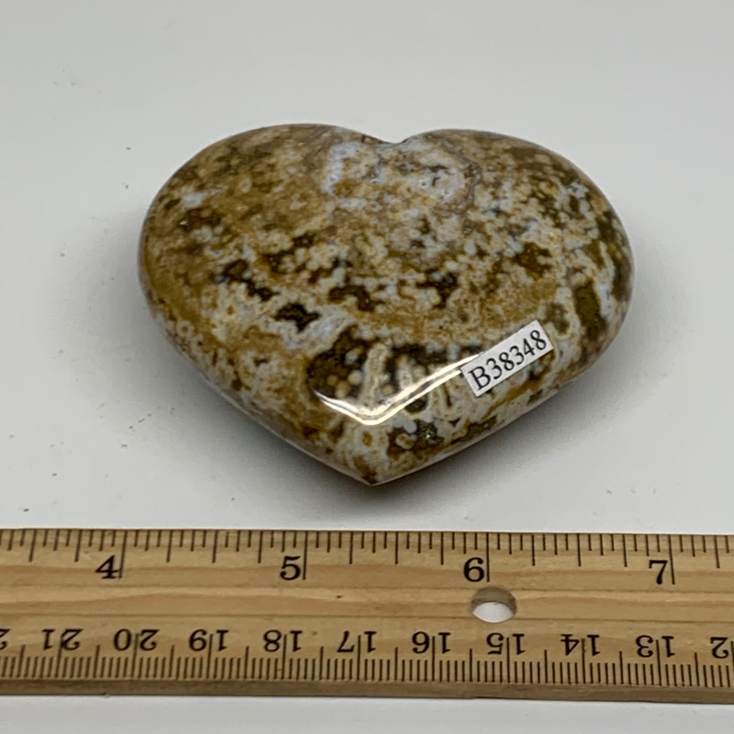 0.39 lbs, 2.6"x2.9"x1.2" Ocean Jasper Heart Polished Healing Crystal, B38348