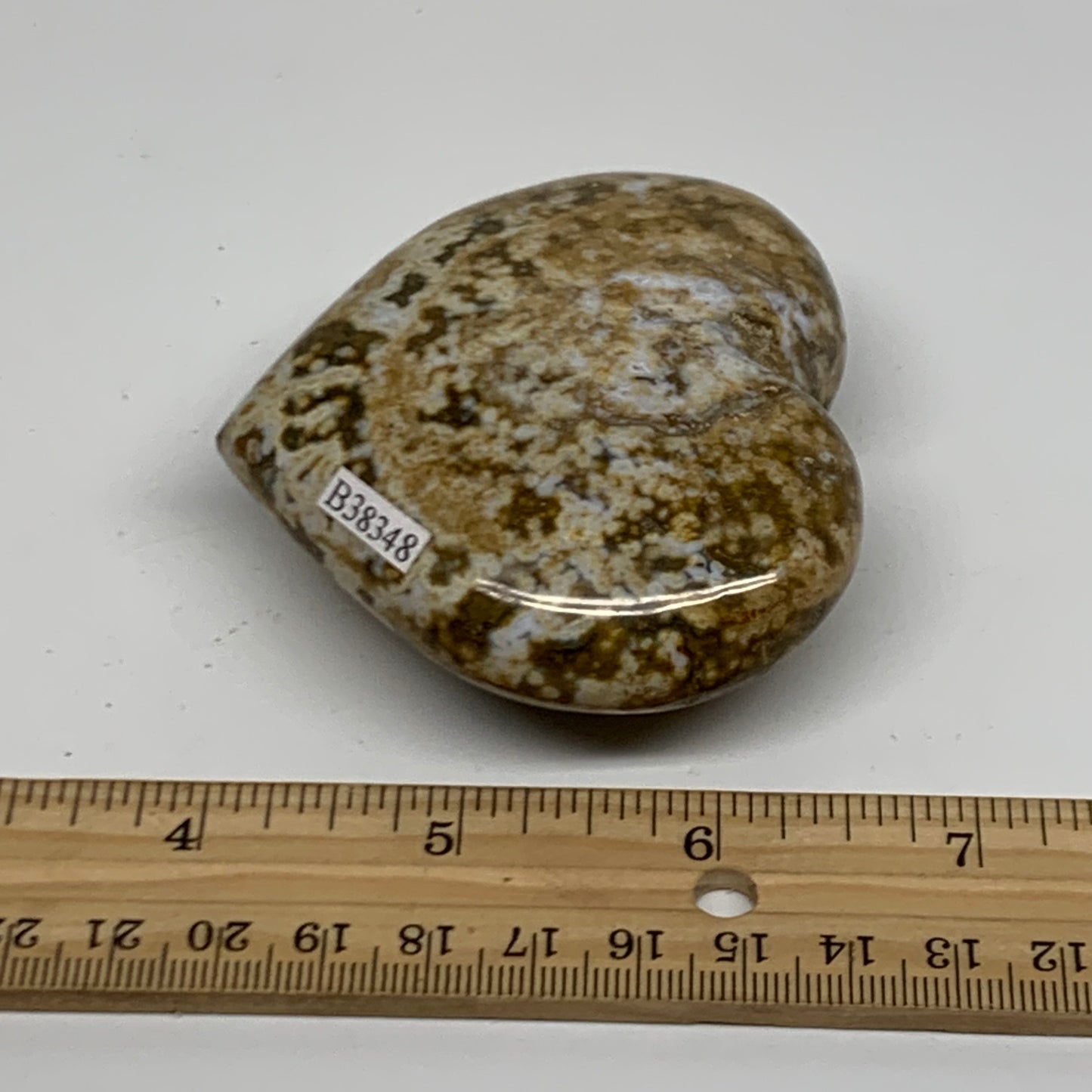 0.39 lbs, 2.6"x2.9"x1.2" Ocean Jasper Heart Polished Healing Crystal, B38348