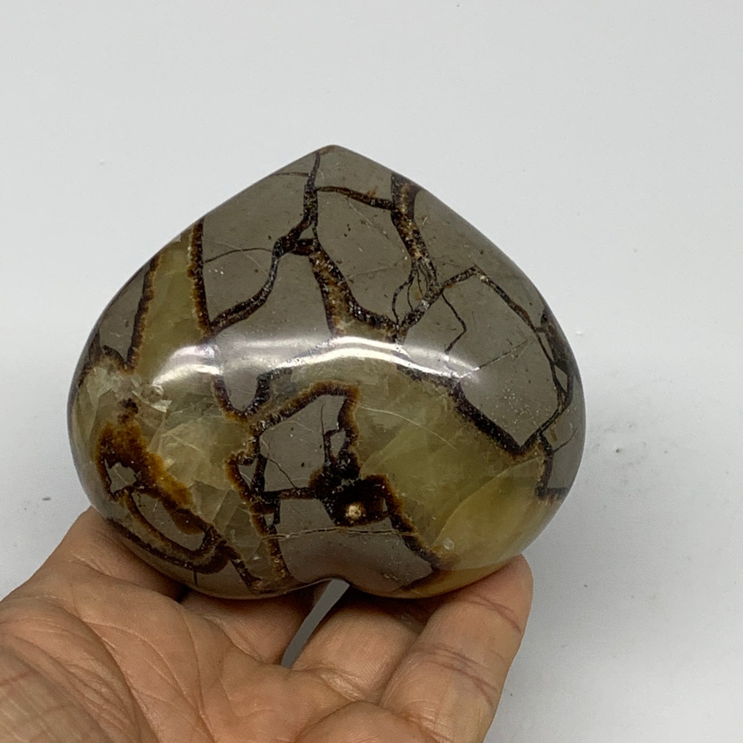 0.77 lbs, 2.8"x3.2"x1.6" Septarian Nodules Heart Polished Healing Crystal, B3101