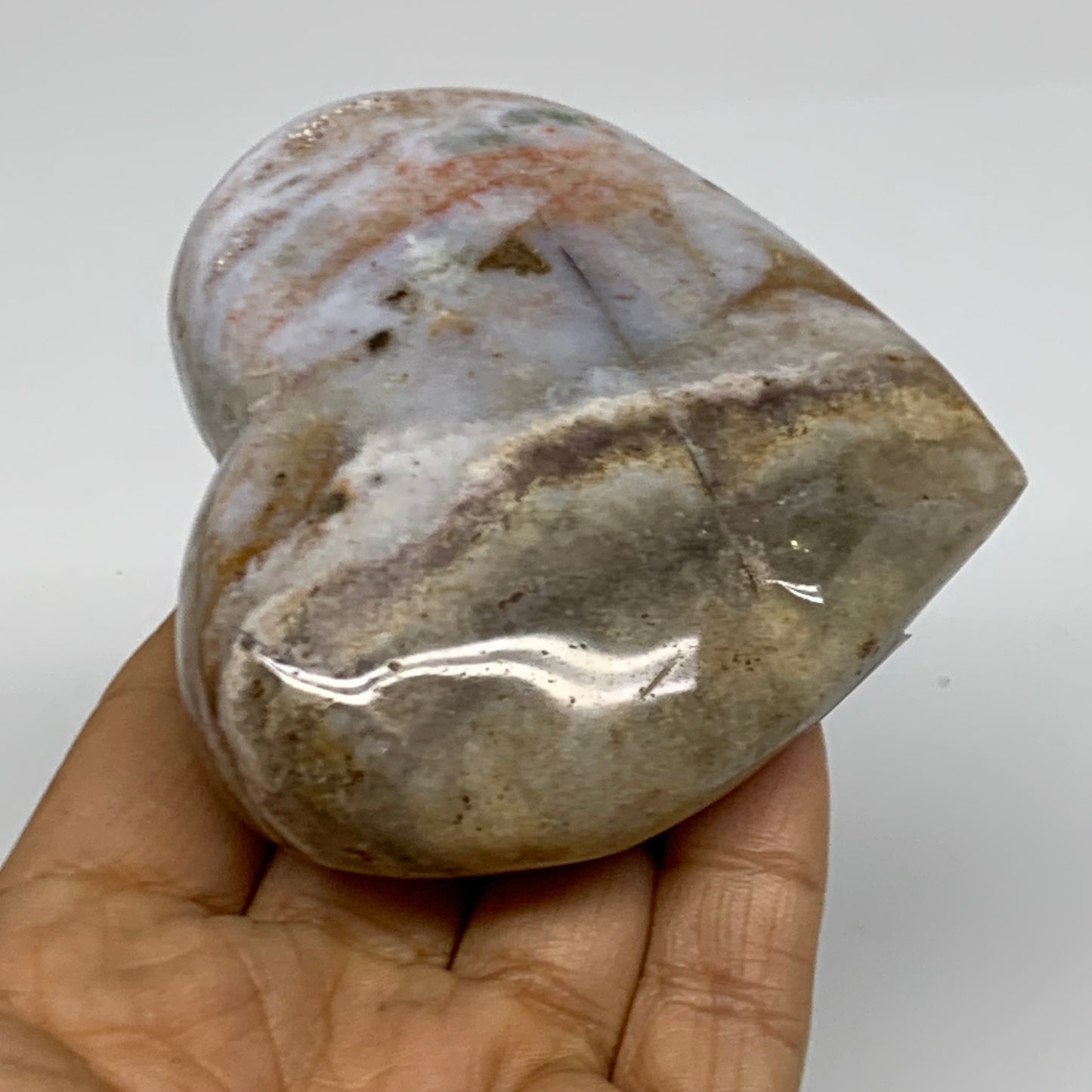 0.54 lbs, 3"x3.2"x1.3" Ocean Jasper Heart Polished Healing Crystal, B38349