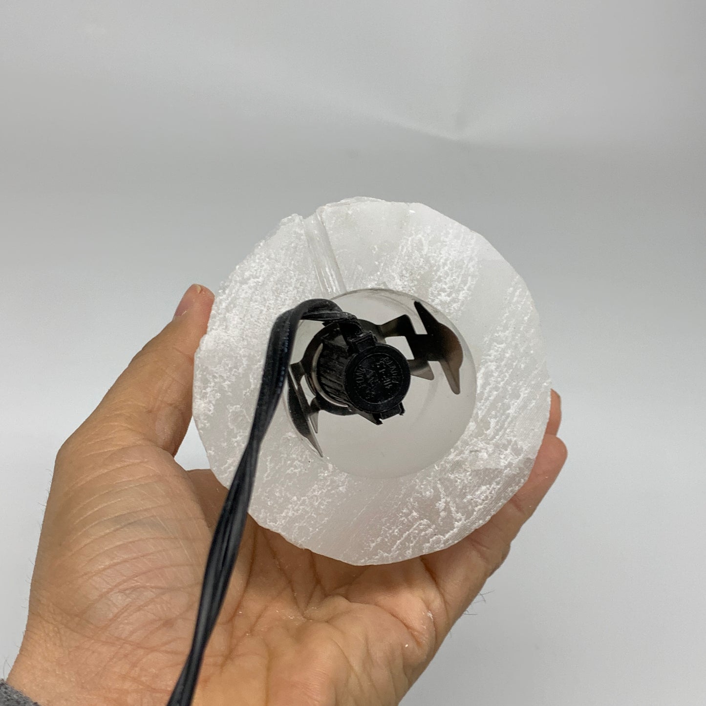 2.1 lbs, 6"x3.1", Raw Rough Selenite (Satin Spar) Lamp Tower, 6ft Chord, B35901