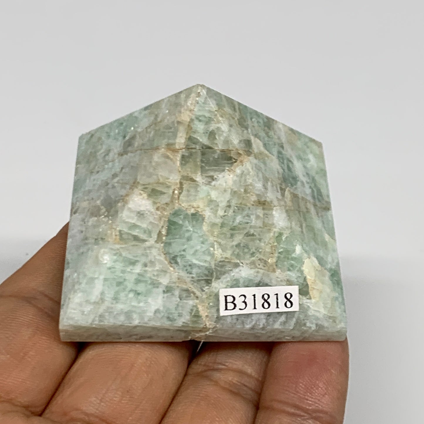 95g, 1.4"x1.9"x1.9", Amazonite Pyramid Gemstone, Decorative Stone, B31818