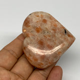 83.7g,2.2"x2.5"x0.6", Sunstone Heart Polished Healing Crystal @India, B28016