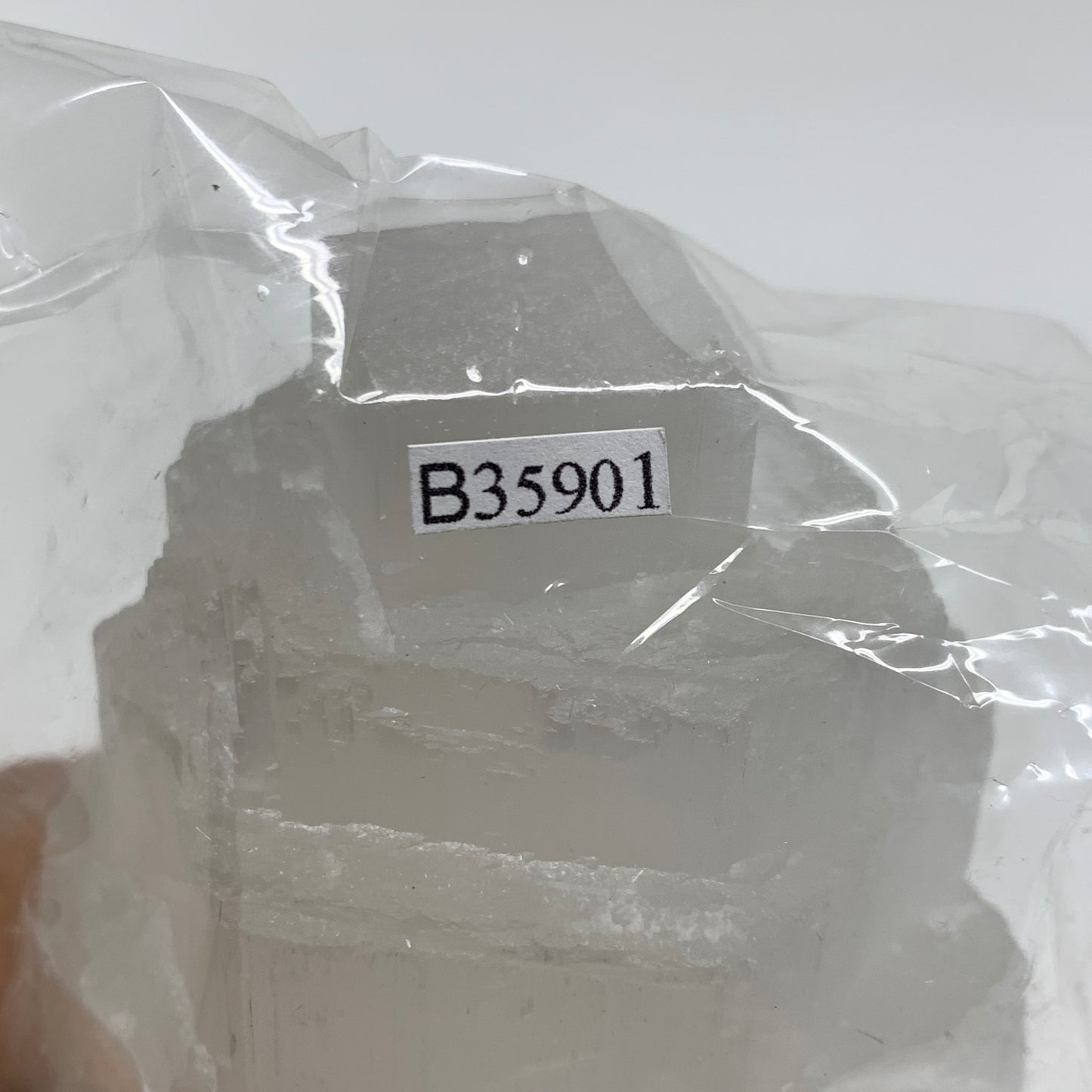 2.1 lbs, 6"x3.1", Raw Rough Selenite (Satin Spar) Lamp Tower, 6ft Chord, B35901