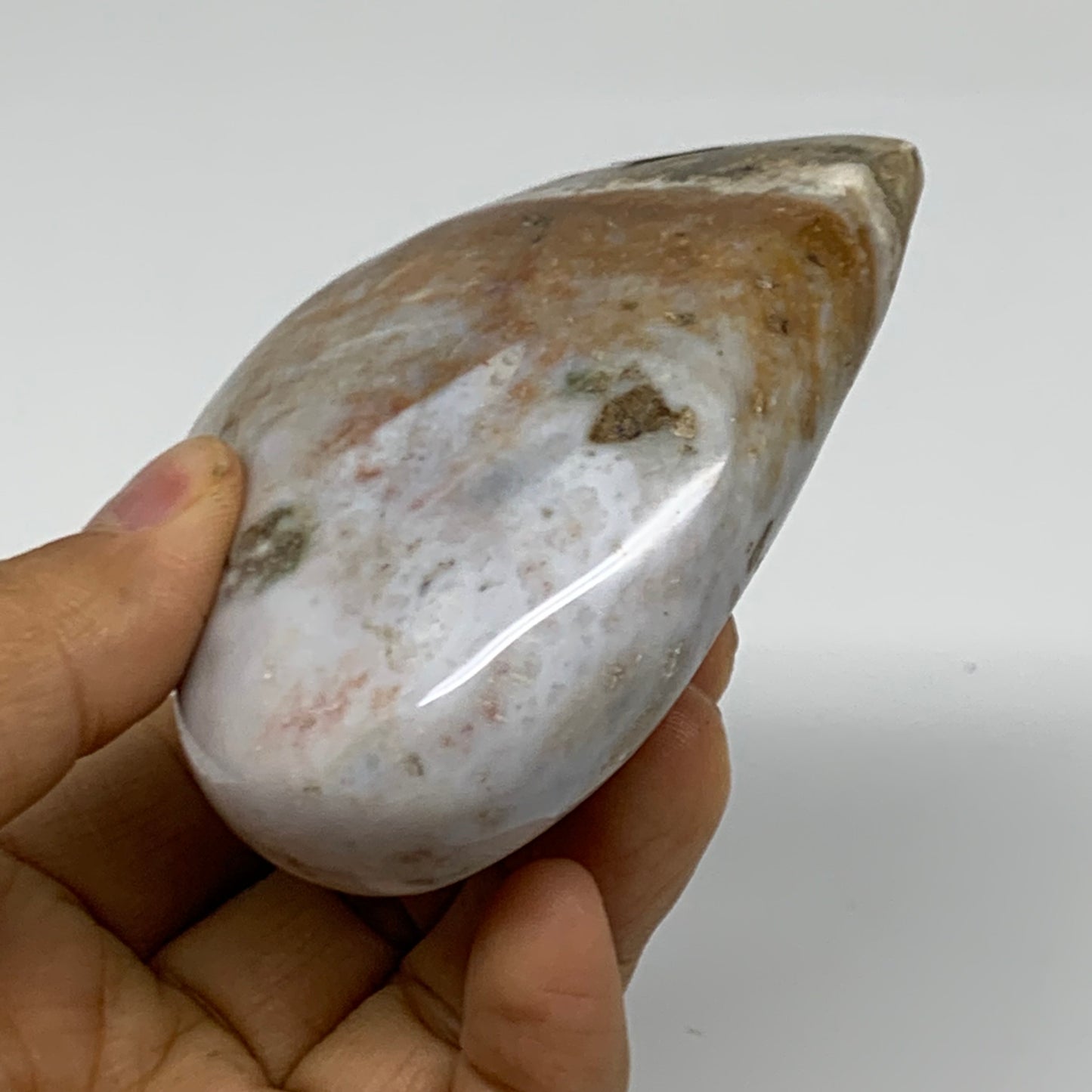 0.54 lbs, 3"x3.2"x1.3" Ocean Jasper Heart Polished Healing Crystal, B38349
