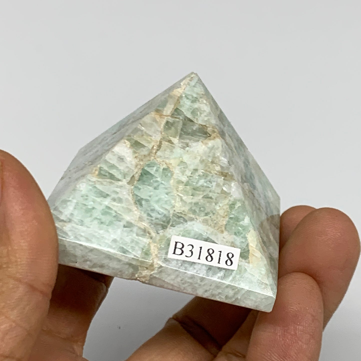 95g, 1.4"x1.9"x1.9", Amazonite Pyramid Gemstone, Decorative Stone, B31818