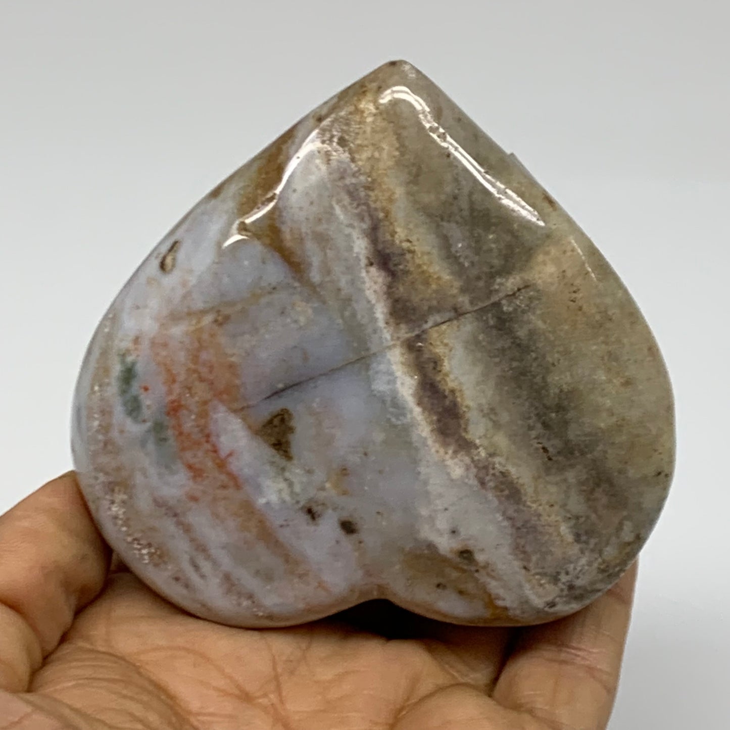 0.54 lbs, 3"x3.2"x1.3" Ocean Jasper Heart Polished Healing Crystal, B38349