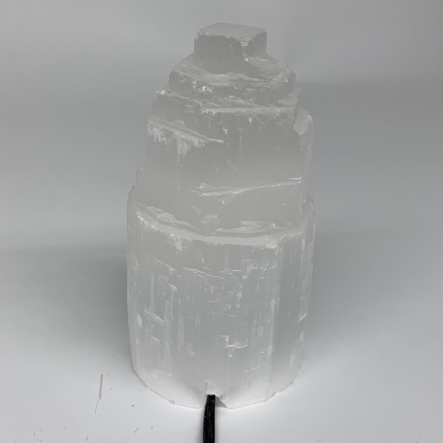 2.3 lbs, 6"x3.2", Raw Rough Selenite (Satin Spar) Lamp Tower, 6ft Chord, B35902