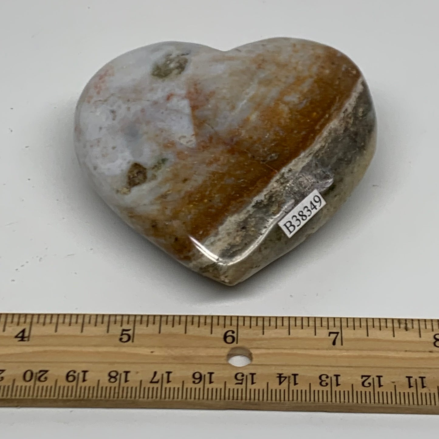 0.54 lbs, 3"x3.2"x1.3" Ocean Jasper Heart Polished Healing Crystal, B38349