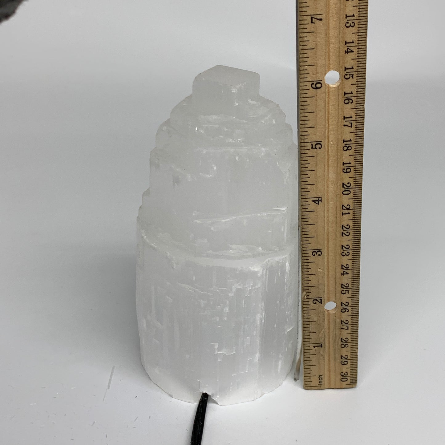 2.3 lbs, 6"x3.2", Raw Rough Selenite (Satin Spar) Lamp Tower, 6ft Chord, B35902