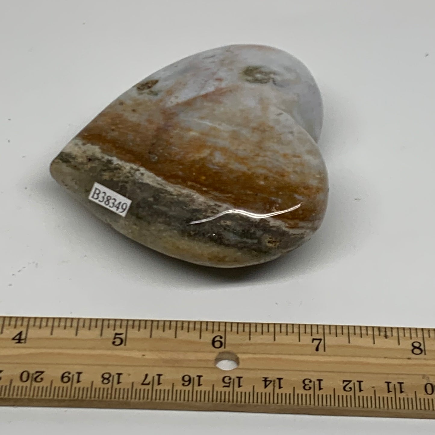 0.54 lbs, 3"x3.2"x1.3" Ocean Jasper Heart Polished Healing Crystal, B38349