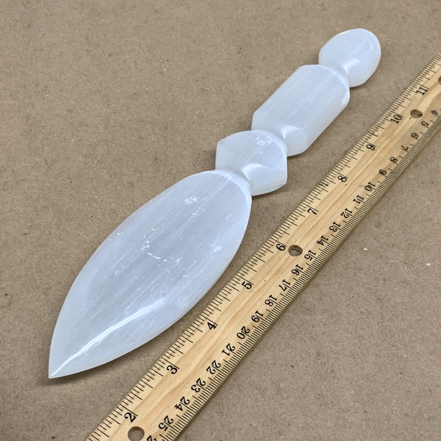 0.65lbs, 9.75"x1.9"x0.8", Natural Selenite Crystal Dagger (Satin Spar), B36560