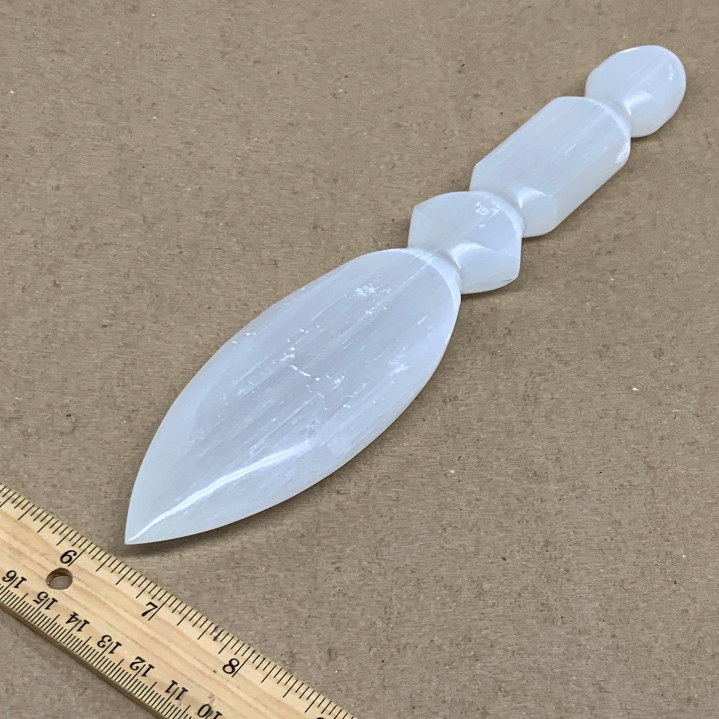 0.65lbs, 9.75"x1.9"x0.8", Natural Selenite Crystal Dagger (Satin Spar), B36560