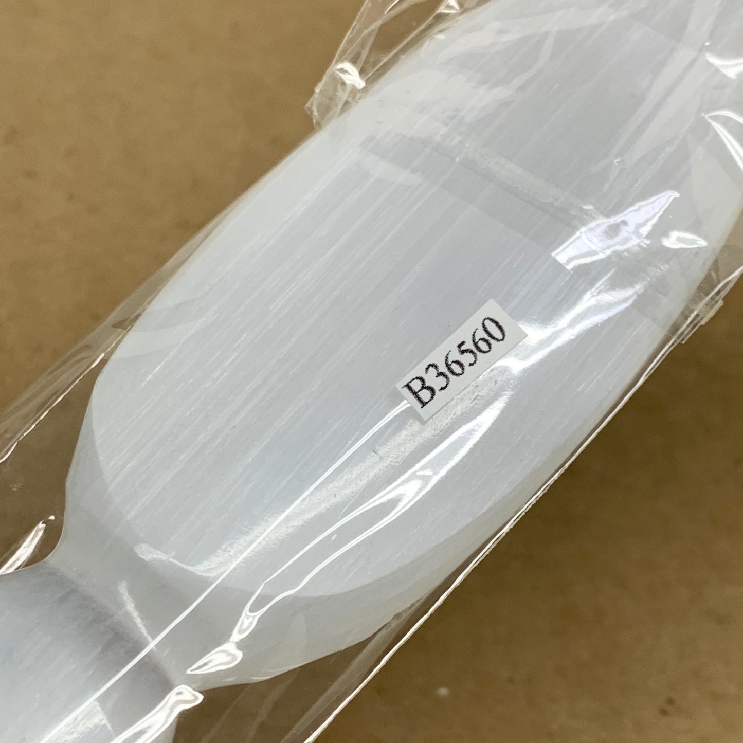 0.65lbs, 9.75"x1.9"x0.8", Natural Selenite Crystal Dagger (Satin Spar), B36560