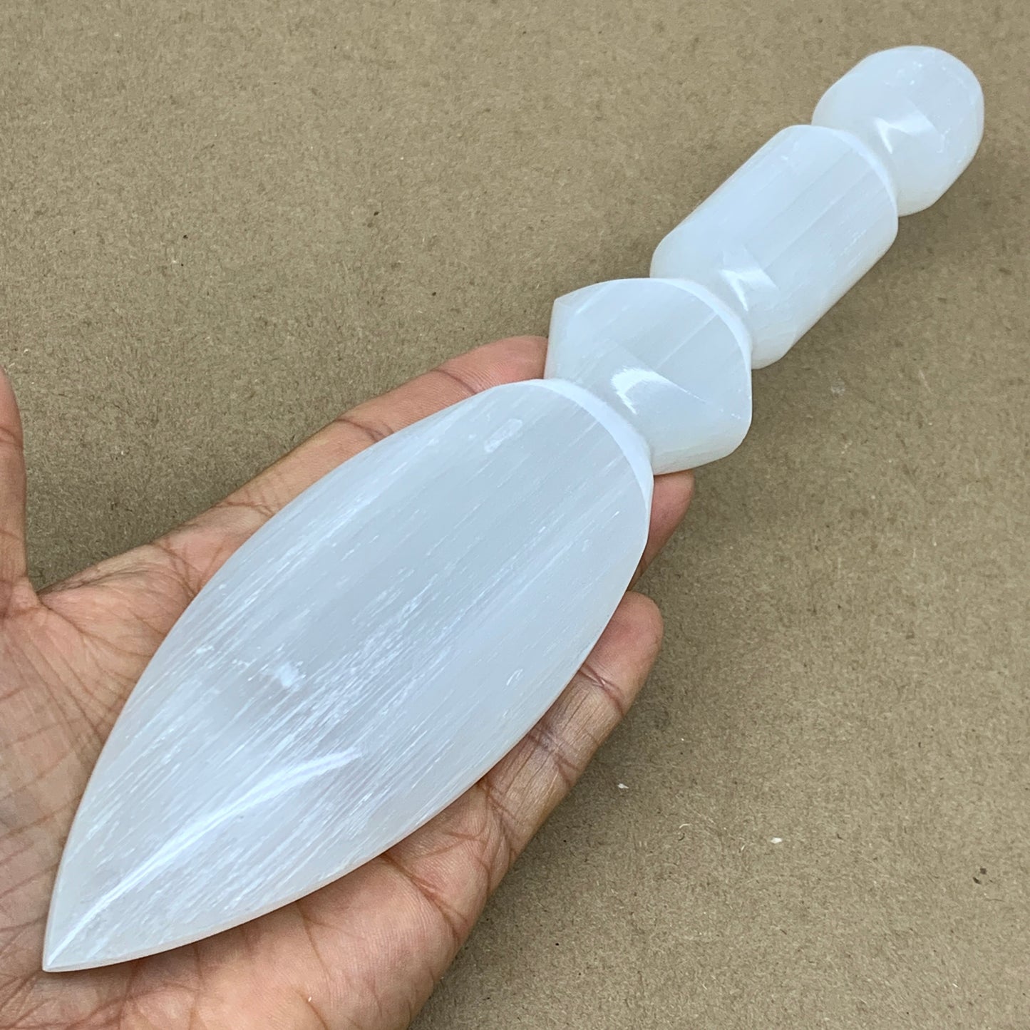 0.79 lbs, 9.75"x2"x1", Natural Selenite Crystal Dagger (Satin Spar), B36561