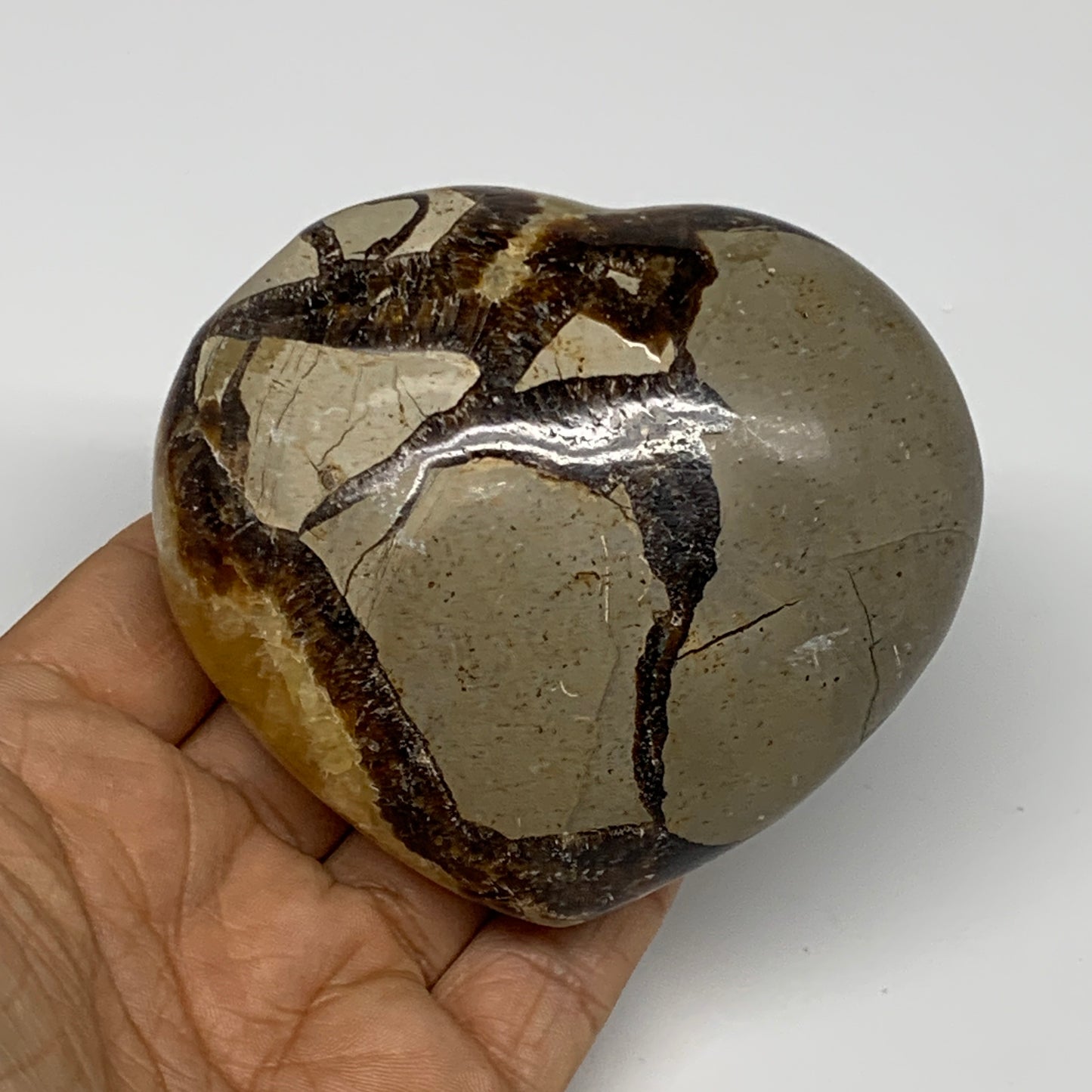 0.78 lbs, 3"x3.3"x1.6" Septarian Nodules Heart Polished Healing Crystal, B31018