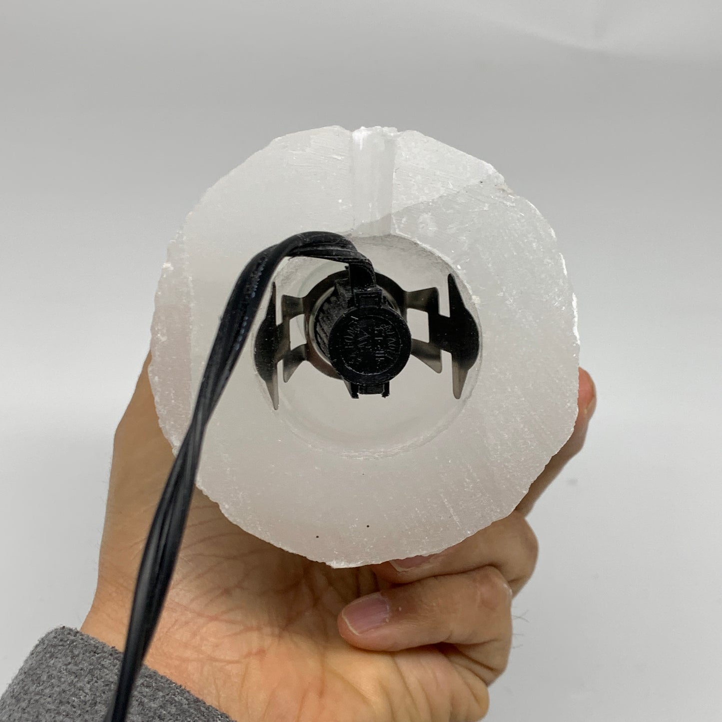 2.3 lbs, 6"x3.2", Raw Rough Selenite (Satin Spar) Lamp Tower, 6ft Chord, B35902