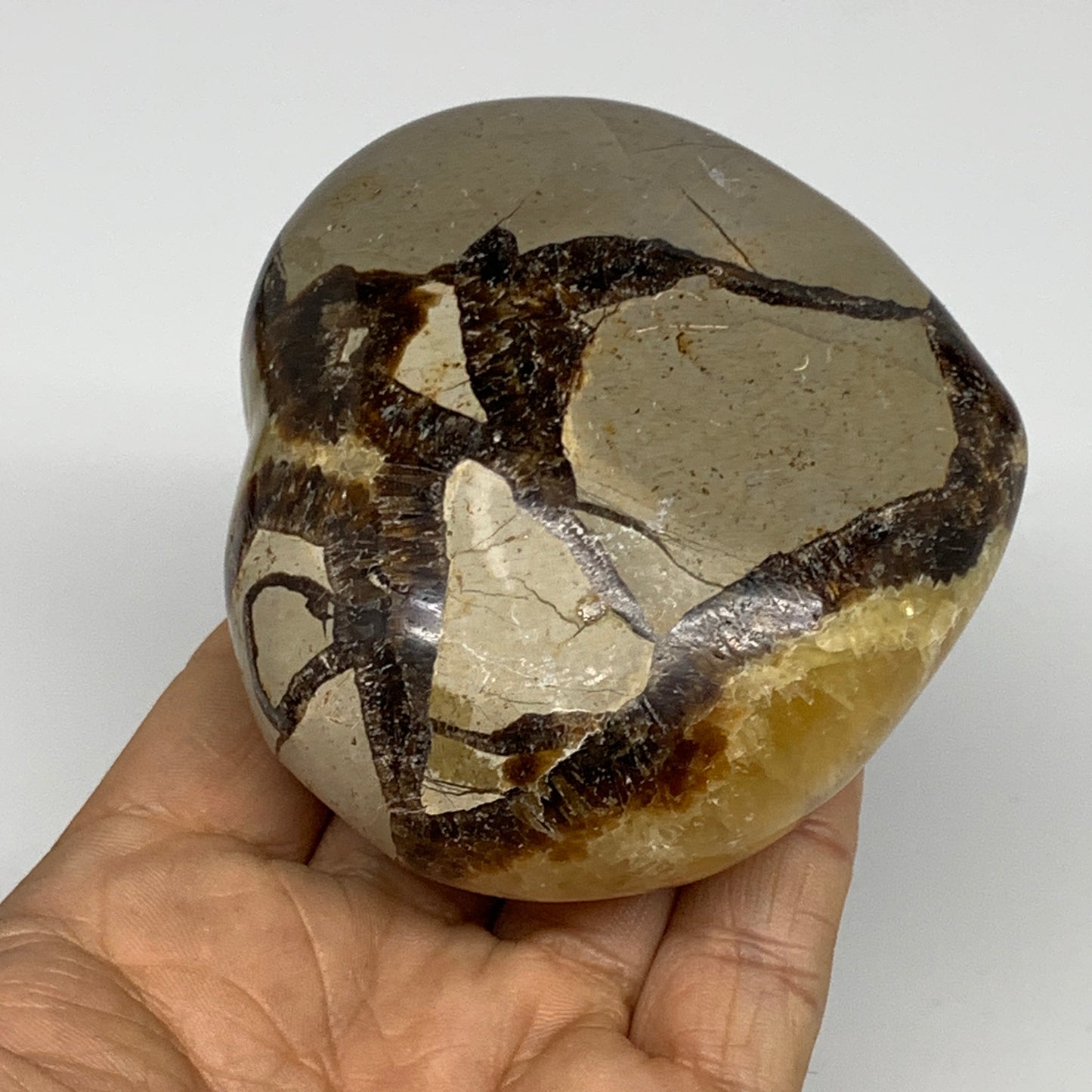 0.78 lbs, 3"x3.3"x1.6" Septarian Nodules Heart Polished Healing Crystal, B31018