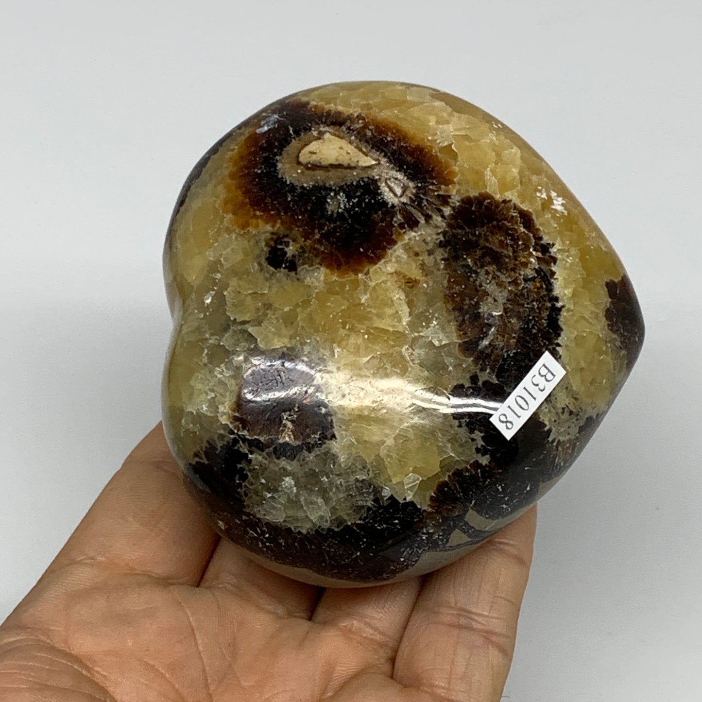 0.78 lbs, 3"x3.3"x1.6" Septarian Nodules Heart Polished Healing Crystal, B31018