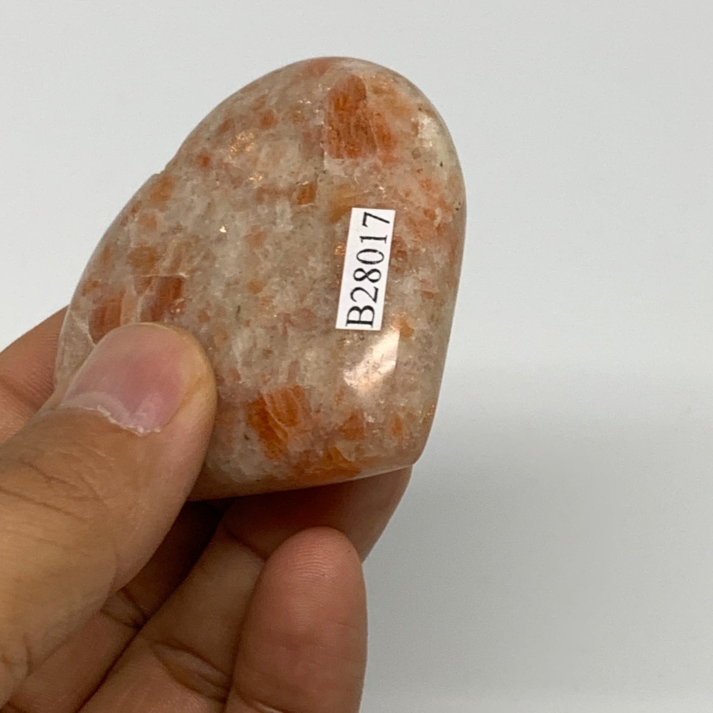 81g,2"x2.3"x0.8", Sunstone Heart Polished Healing Crystal @India, B28017