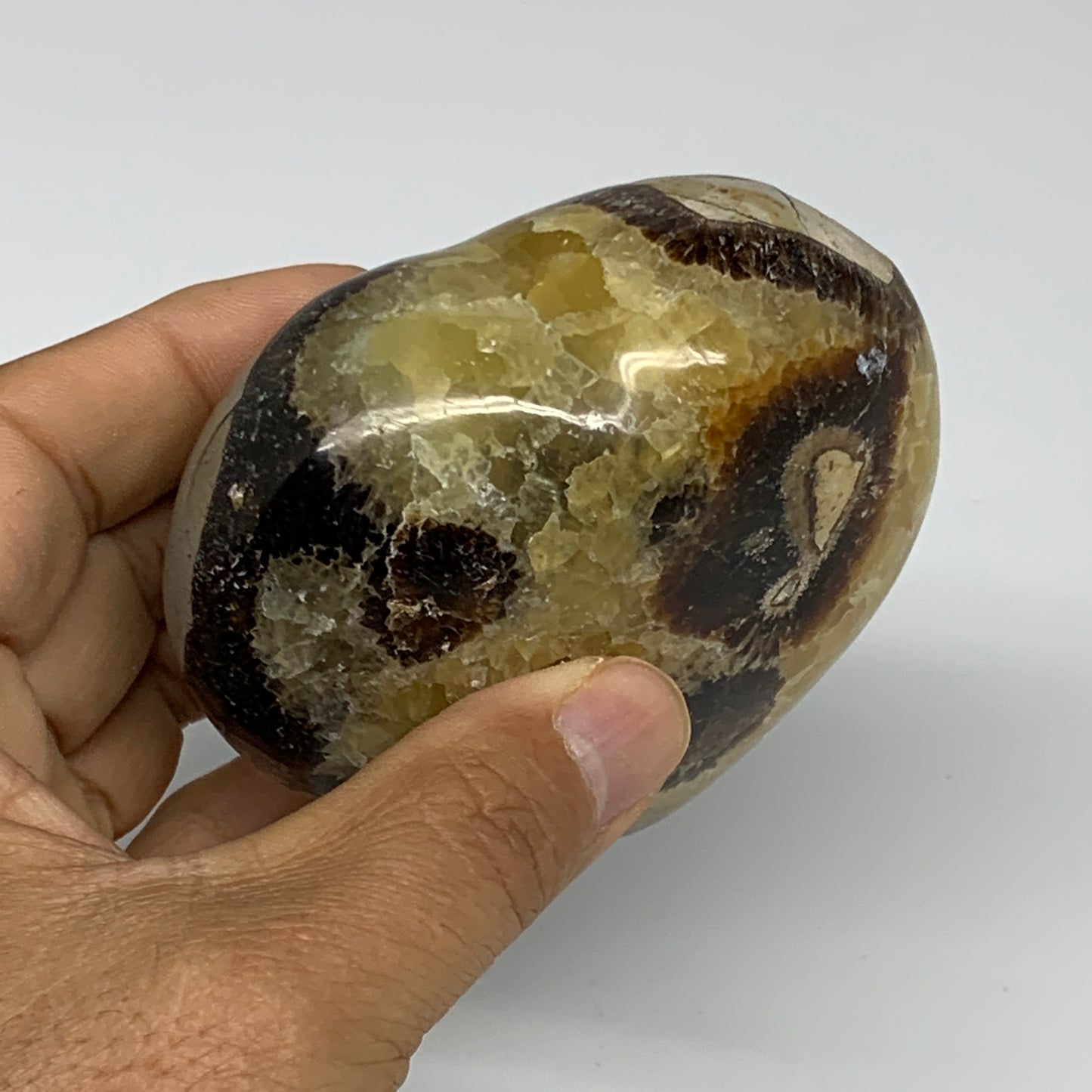 0.78 lbs, 3"x3.3"x1.6" Septarian Nodules Heart Polished Healing Crystal, B31018